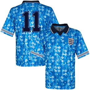 1990 England 3rd No.11 Retro World Cup Finals Shirt (Retro Flock Printing)