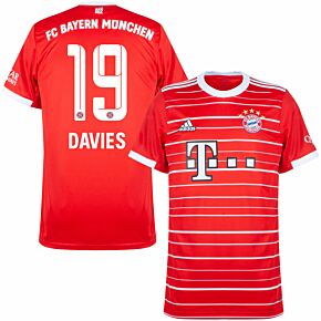 22-23 Bayern Munich Home Shirt + Davies 19 (Official Printing)