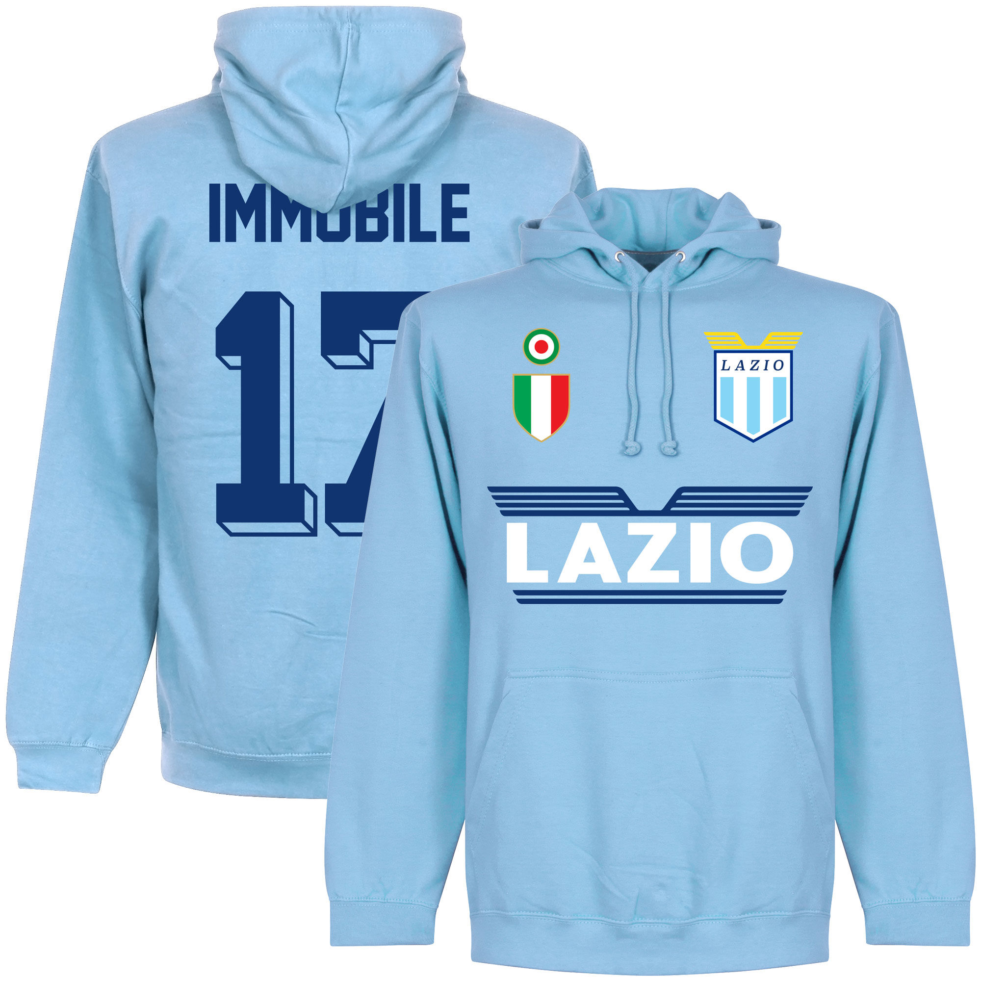 SS Lazio - Mikina s kapucí - číslo 17, Ciro Immobile, modrá