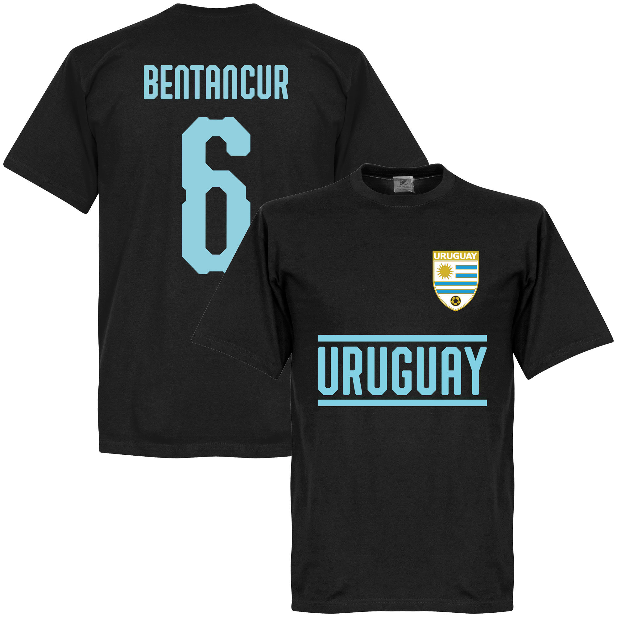 Uruguay - Tričko - číslo 6, Rodrigo Bentancur, černé