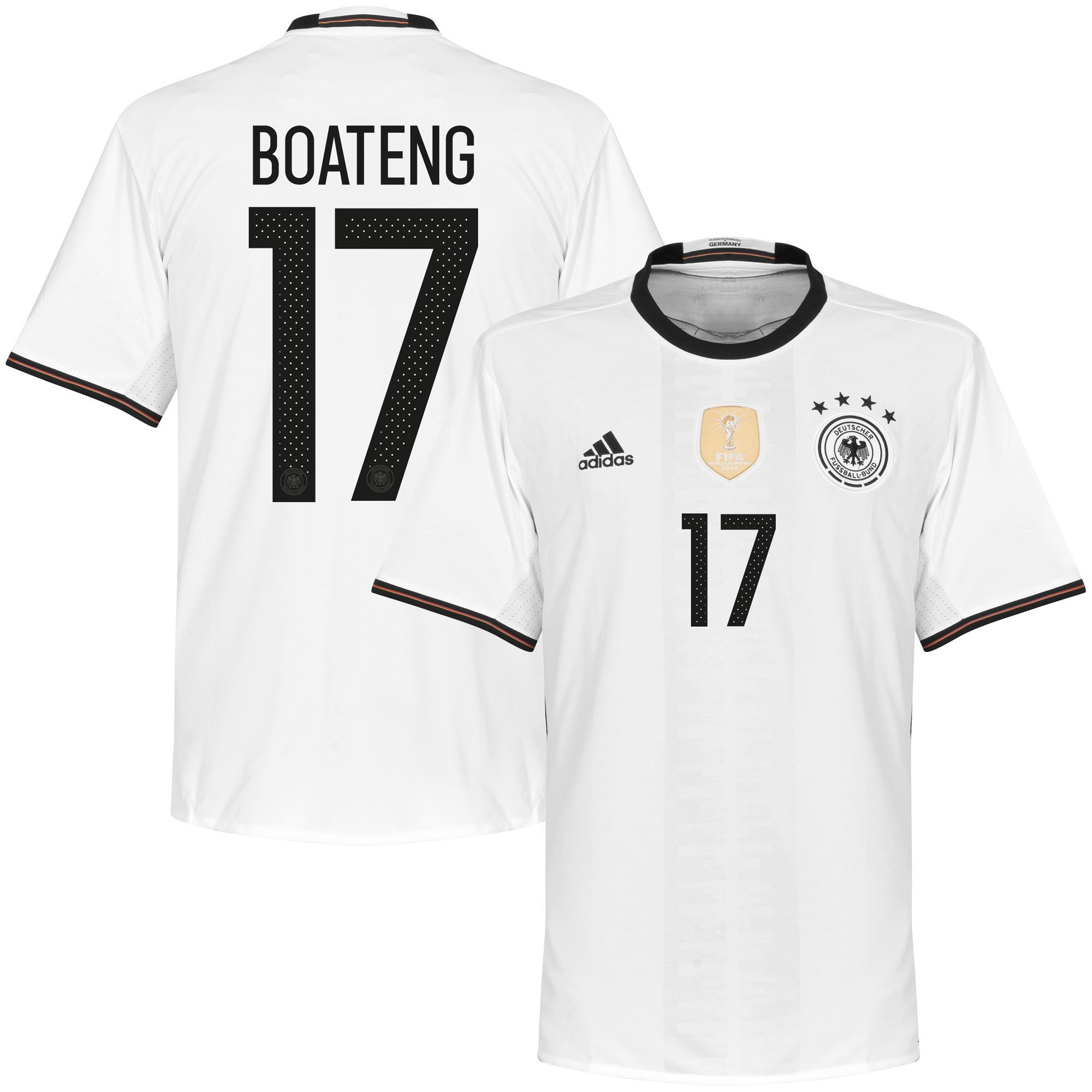 Německo - Dres fotbalový - Jérôme Boateng, sezóna 2016/2017, bílý, číslo 17, domácí