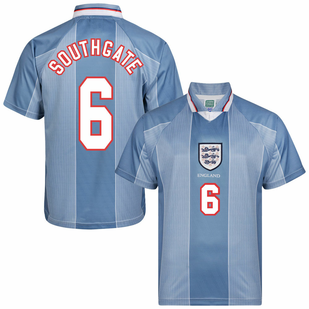 Anglie - Dres fotbalový - šedý, retrostyl, retro potisk, Euro 96, číslo 6, Gareth Southgate, venkovní