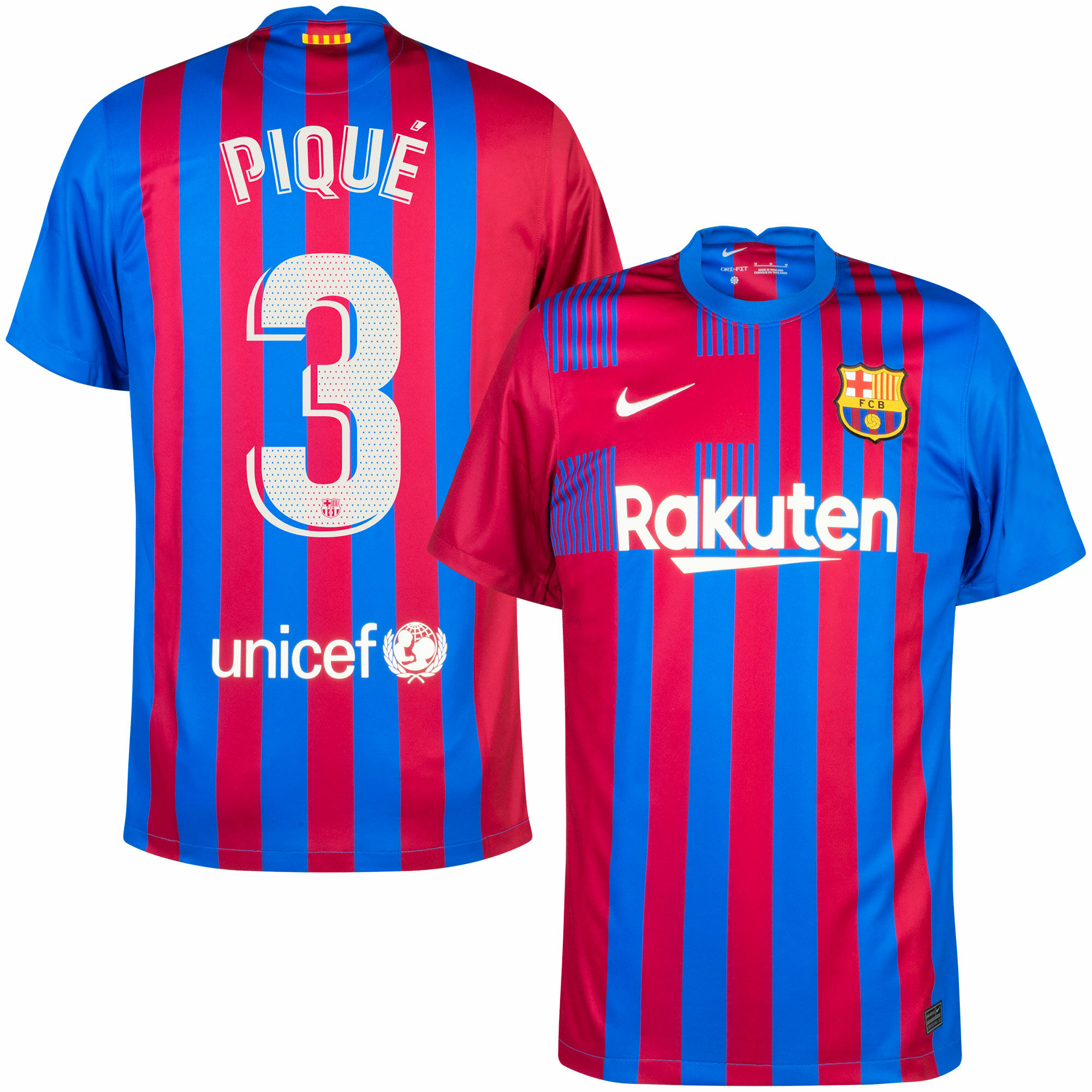 Barcelona - Dres fotbalový - sezóna 2021/22, oficiální potisk, modročervený, domácí, Gerard Piqué, číslo 3