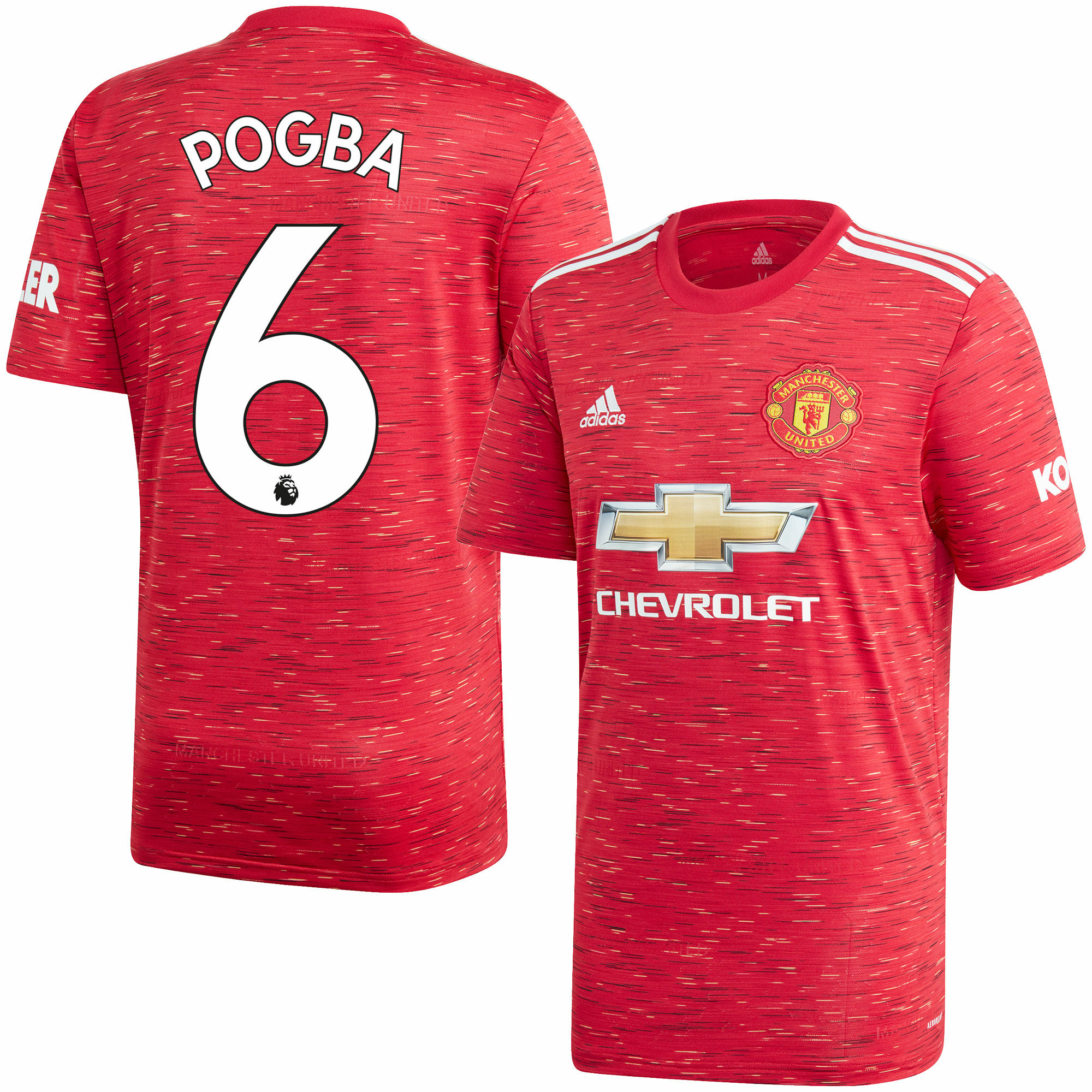 Manchester United - Dres fotbalový - sezóna 2020/21, číslo 6, domácí, Paul Pogba, červený