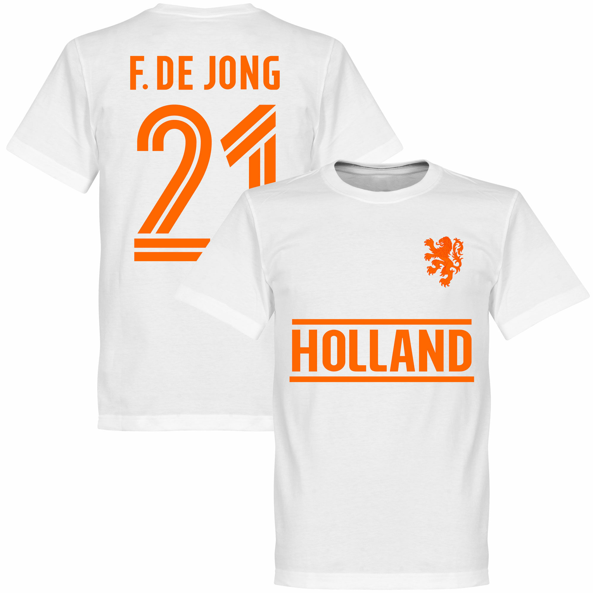 Nizozemí - Tričko - Frenkie de Jong, bílé