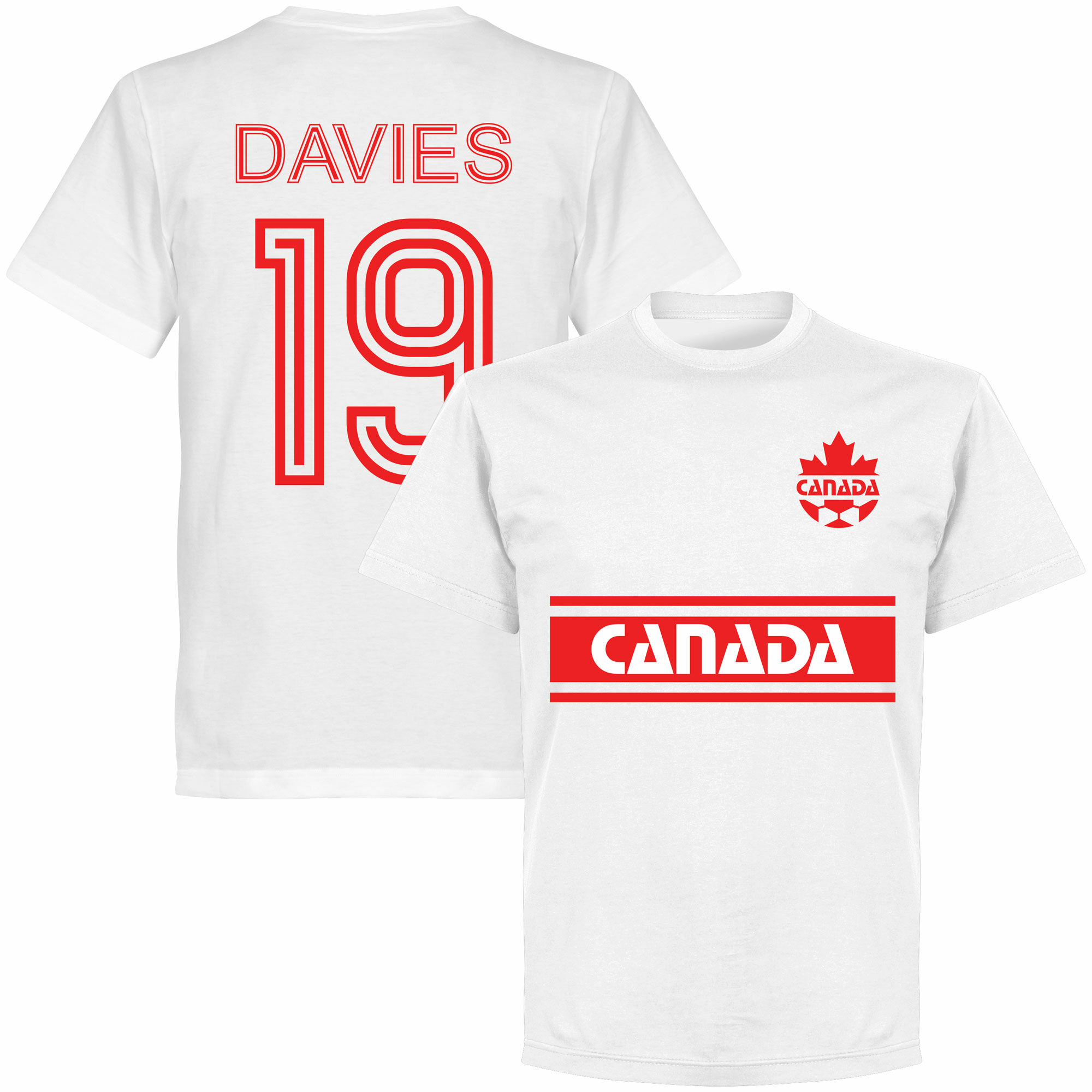 Kanada - Tričko - číslo 19, bílé, Alphonso Davies, retrostyl