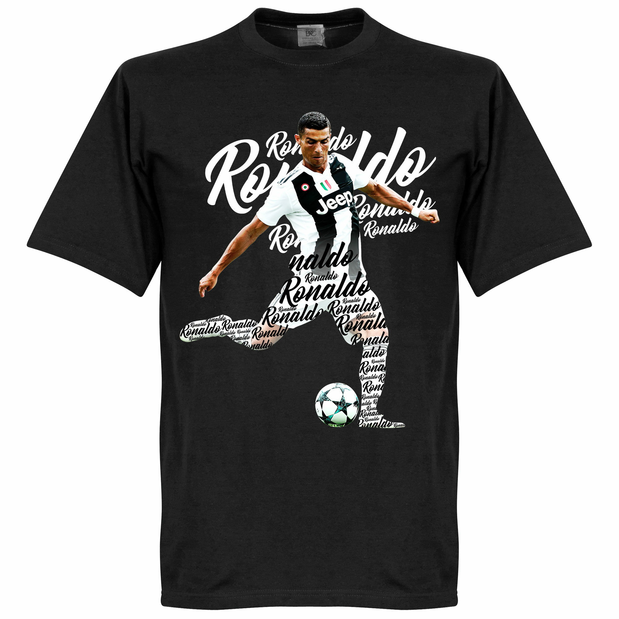 Juventus FC - Tričko "Script" dětské - Ronaldo, černé