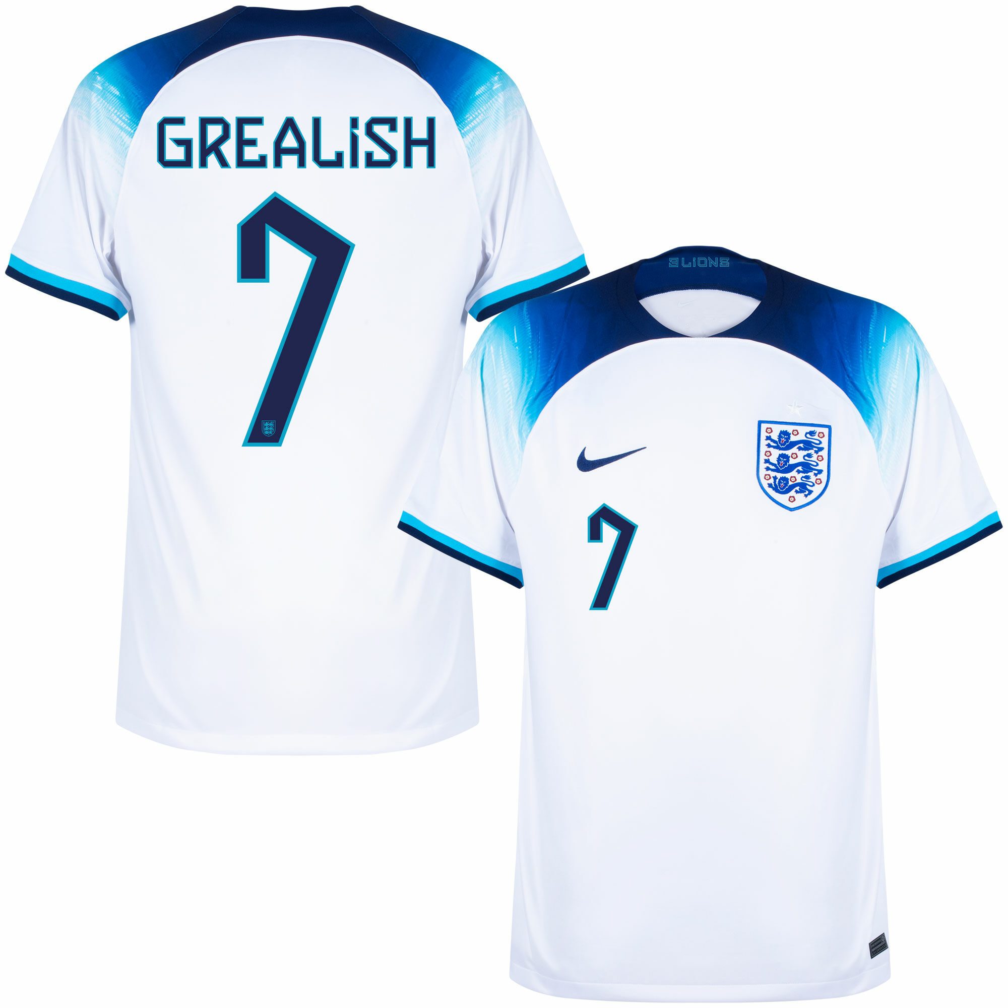 Anglie - Dres fotbalový - oficiální potisk, Jack Grealish, domácí, bílý, sezóna 2022/23, číslo 7