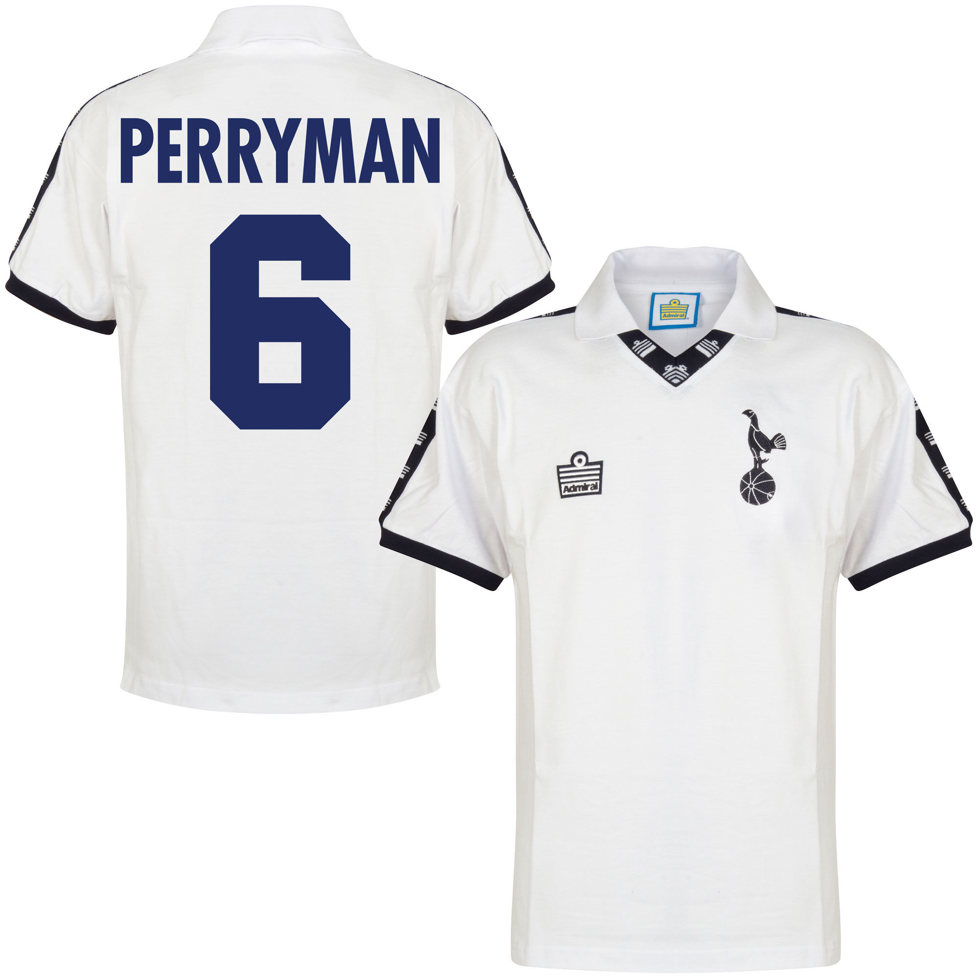 Tottenham Hotspur - Dres fotbalový - bílý, retrostyl, sezóna 1977/78, číslo 6, domácí, Steve Perryman