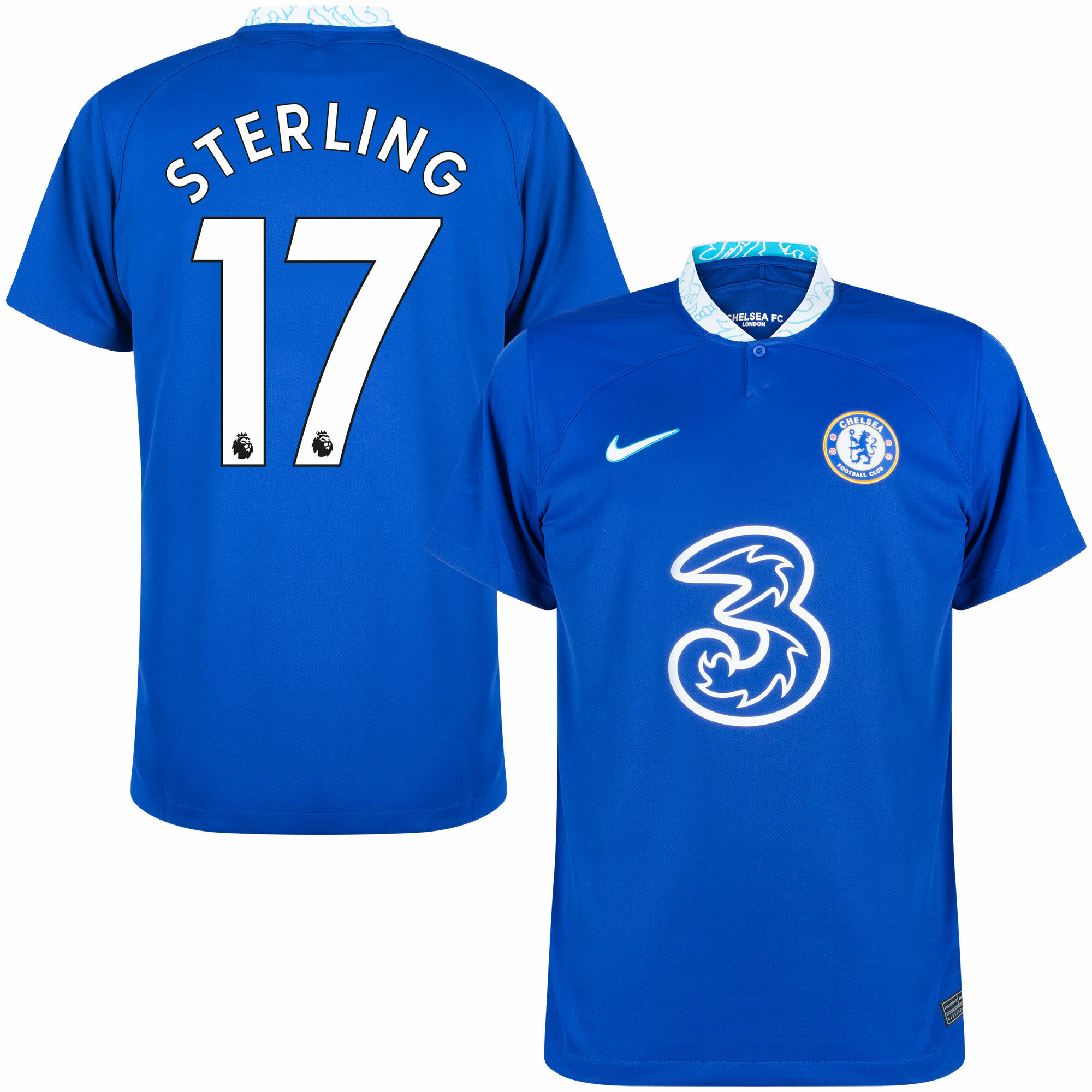 Chelsea - Dres fotbalový - číslo 17, Raheem Sterling, Premier League, domácí, sezóna 2022/23, modrý