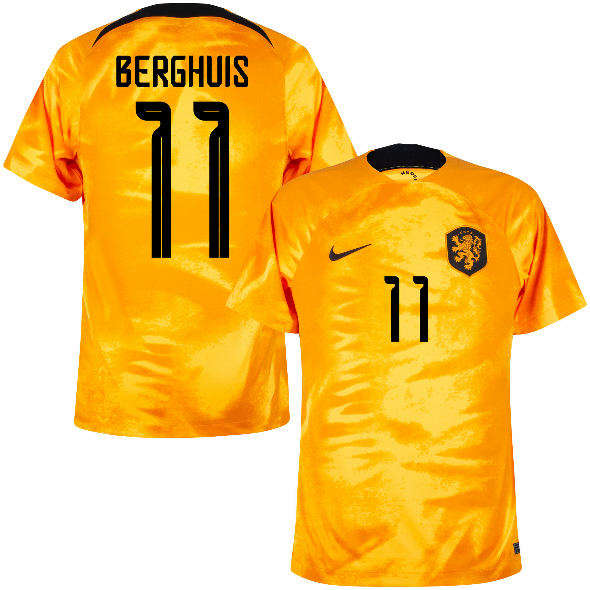 Nizozemí - Dres fotbalový - Steven Berghuis, oranžový, oficiální potisk, číslo 11, domácí, sezóna 2022/23