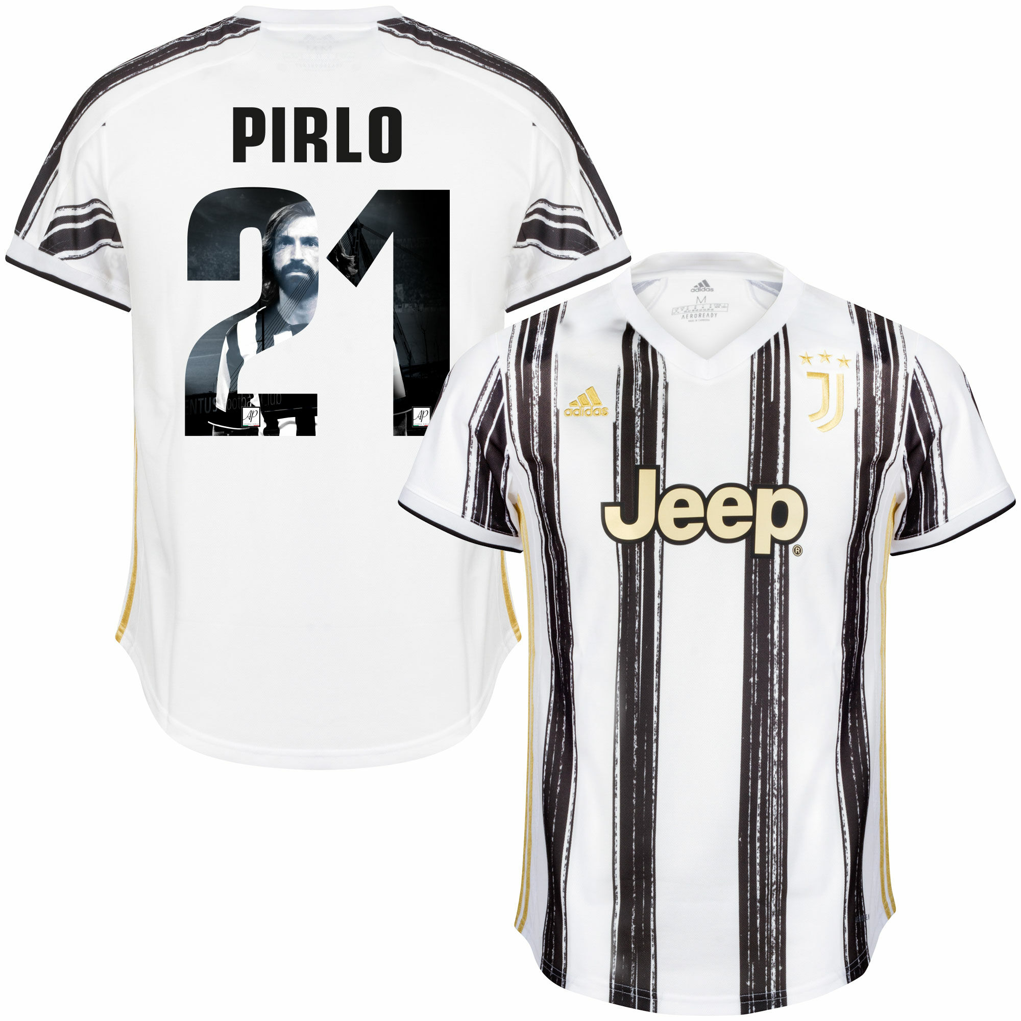 Juventus FC - Dres fotbalový - černý, sezóna 2020/21, domácí, číslo 21, Andrea Pirlo, potisk s obrázkem
