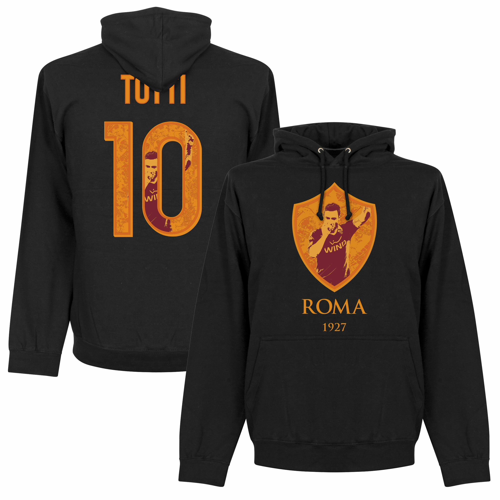 AS Řím - Mikina s kapucí "Gallery" - Francesco Totti, černá, číslo 10