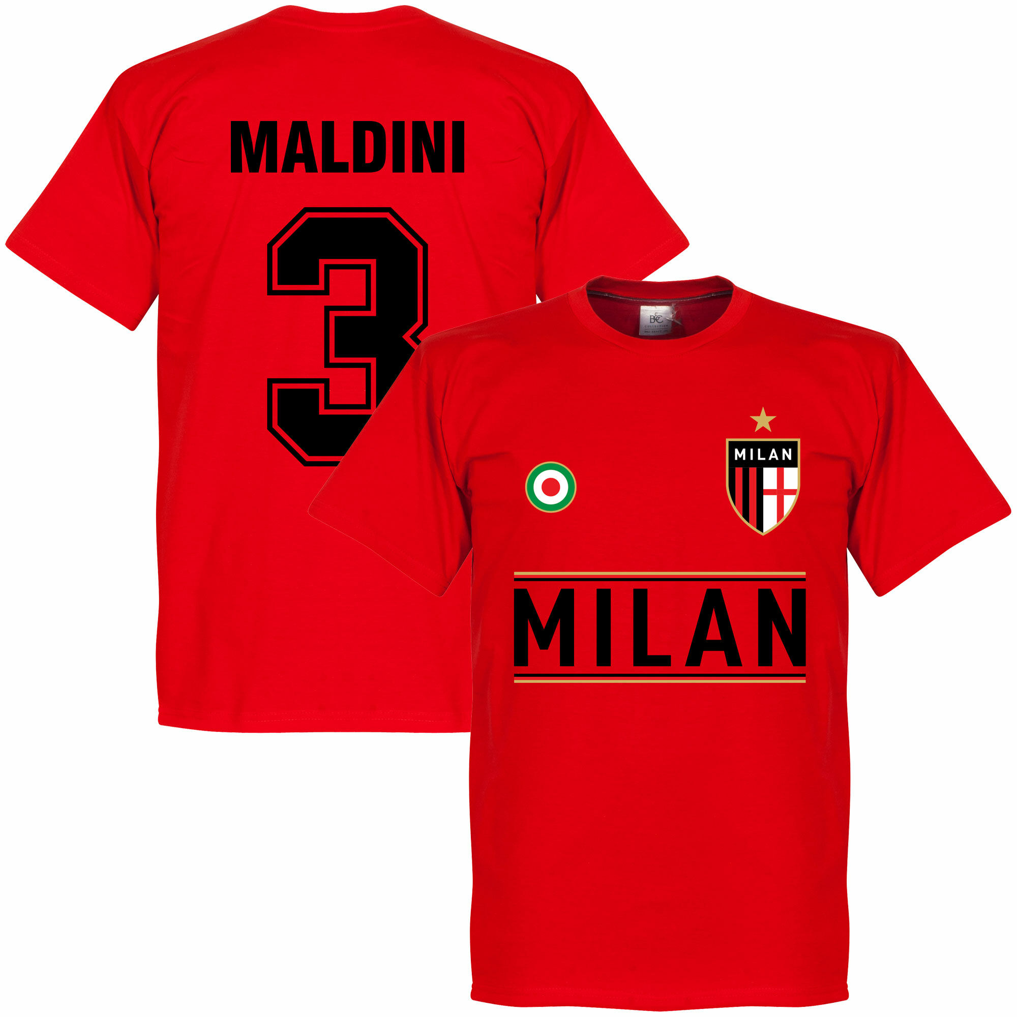 AC Milán - Tričko "Team" - červené, Paolo Maldini, číslo 3