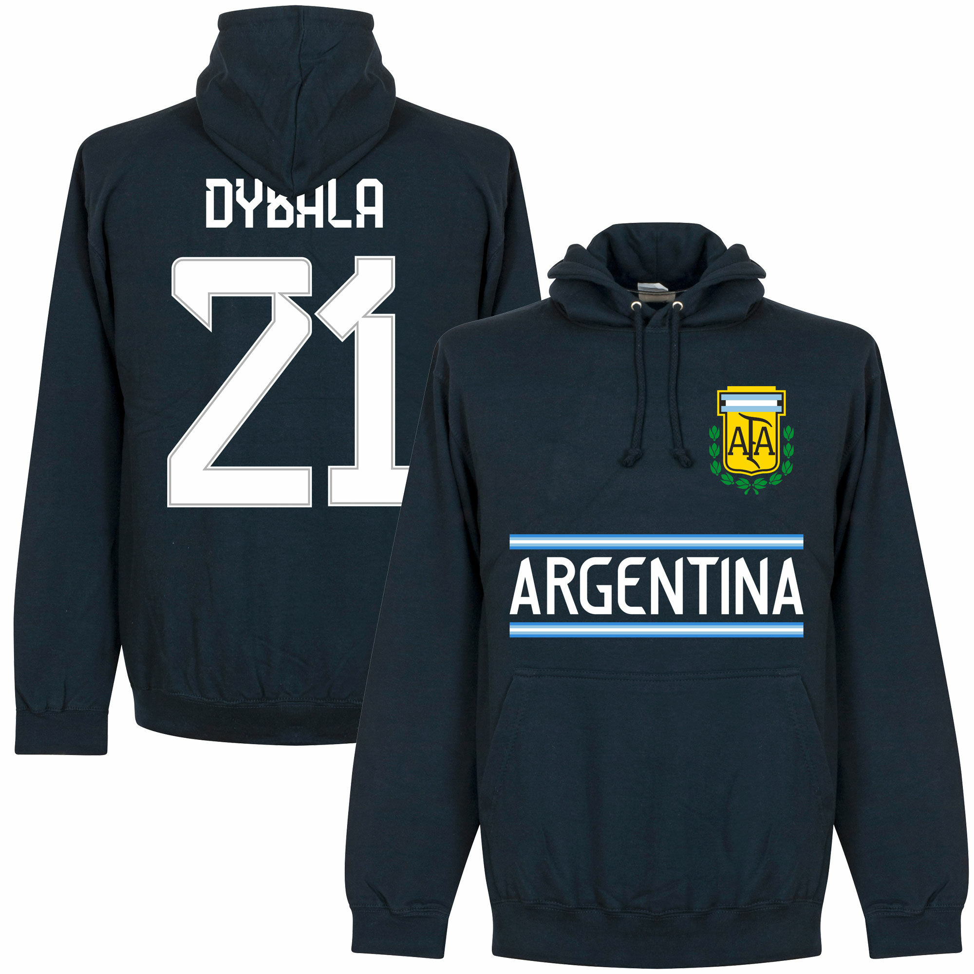 Argentina - Mikina s kapucí dětská - modrá, Paulo Dybala, číslo 21
