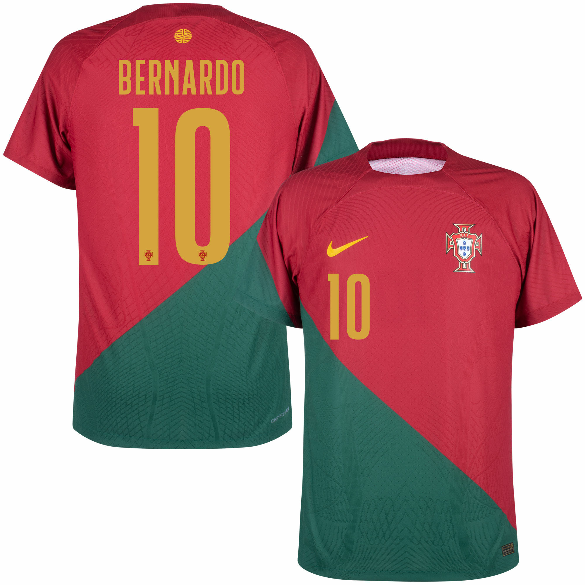 Portugalsko - Dres fotbalový "Match" - vínový, oficiální potisk, Bernardo Silva, číslo 10, domácí, sezóna 2022/23, Dri-FIT ADV
