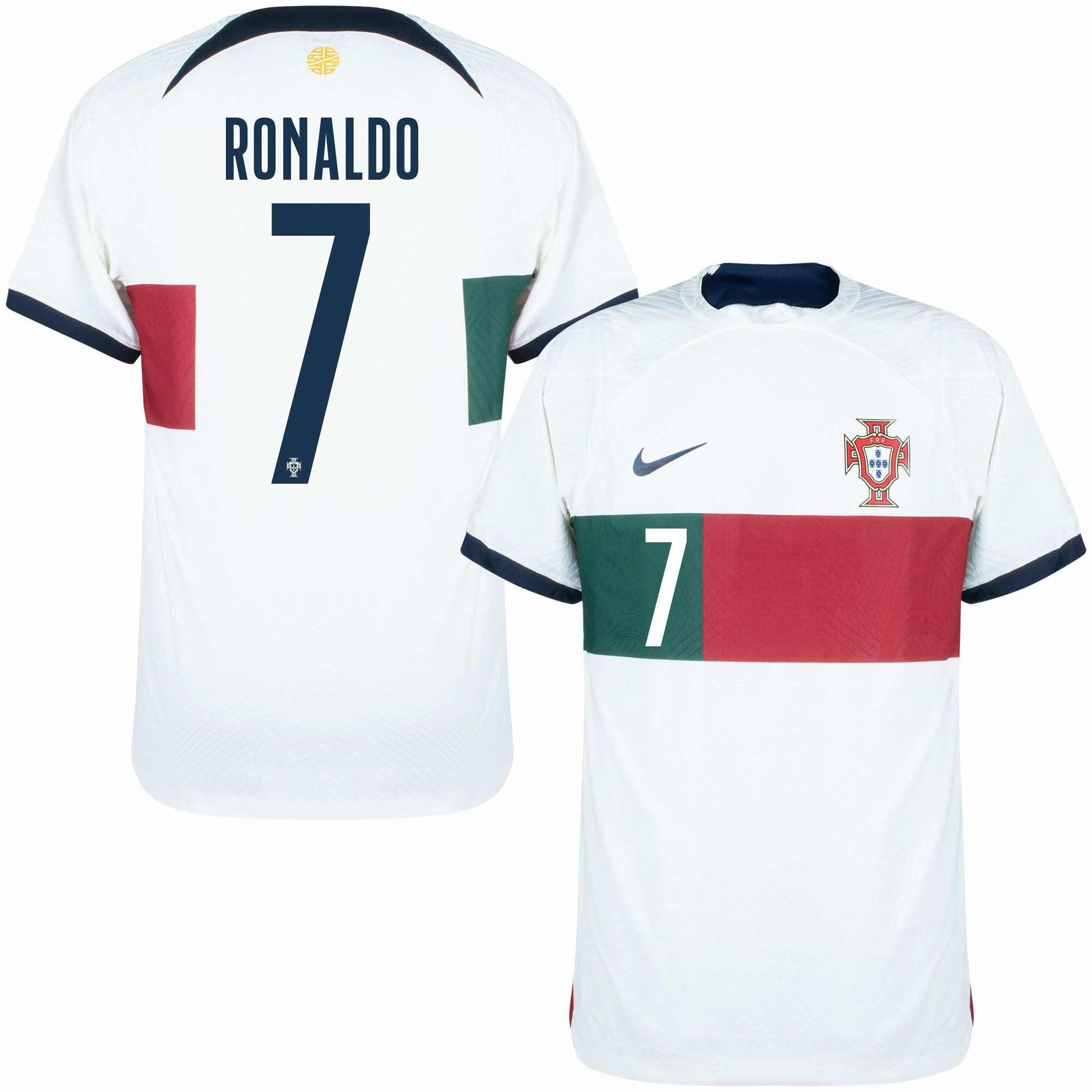 Portugalsko - Dres fotbalový "Match" - Ronaldo, oficiální potisk, bílý, sezóna 2022/23, číslo 7, Dri-FIT ADV, venkovní