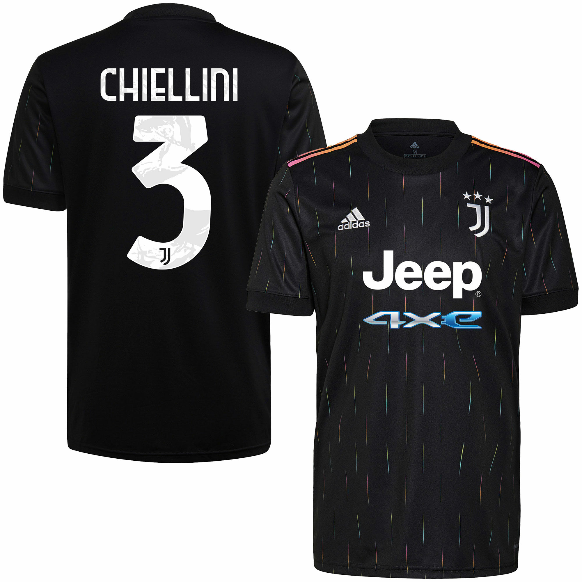 Juventus FC - Dres fotbalový - sezóna 2021/22, oficiální potisk, černý, číslo 3, venkovní, Giorgio Chiellini