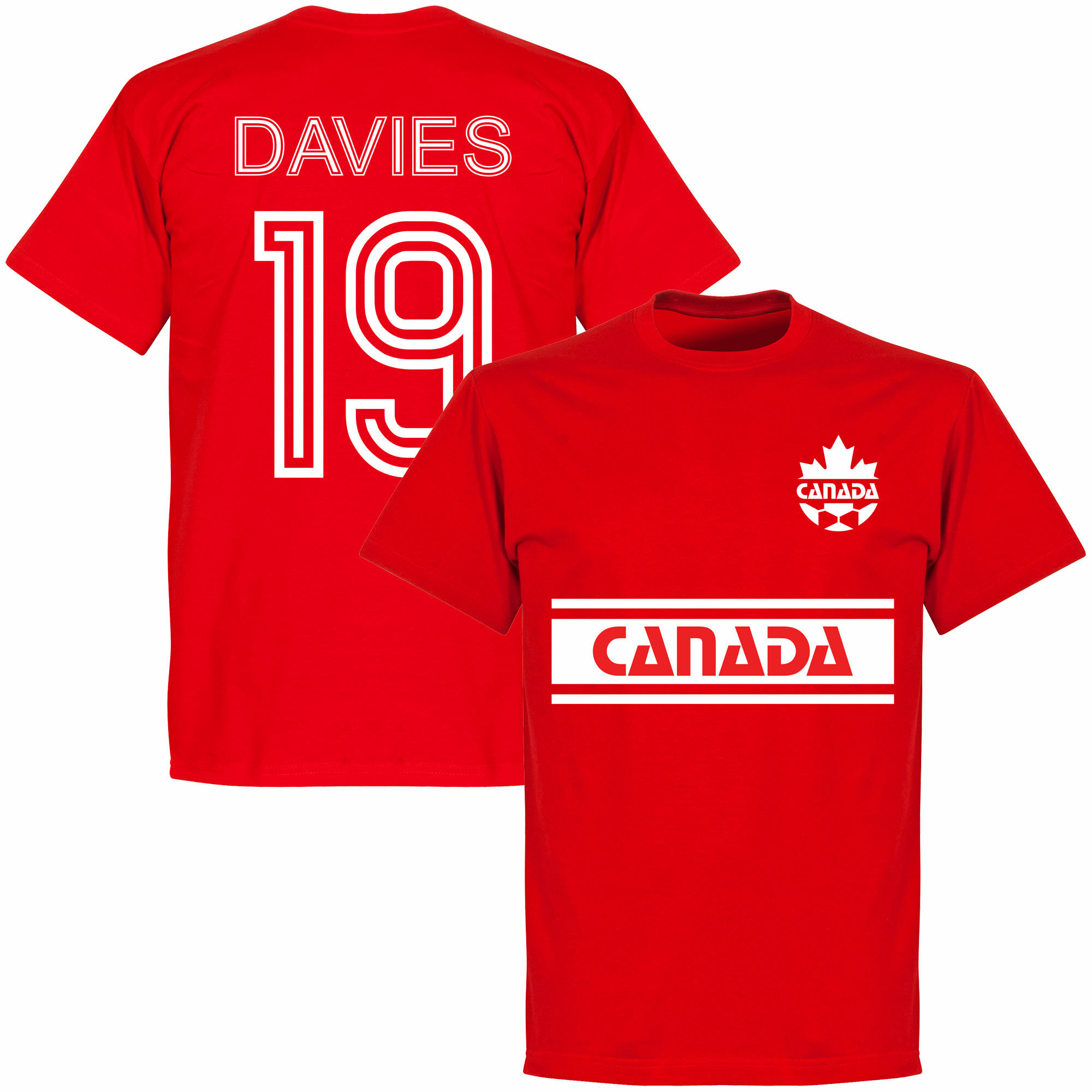 Kanada - Tričko - číslo 19, červené, Alphonso Davies, retrostyl