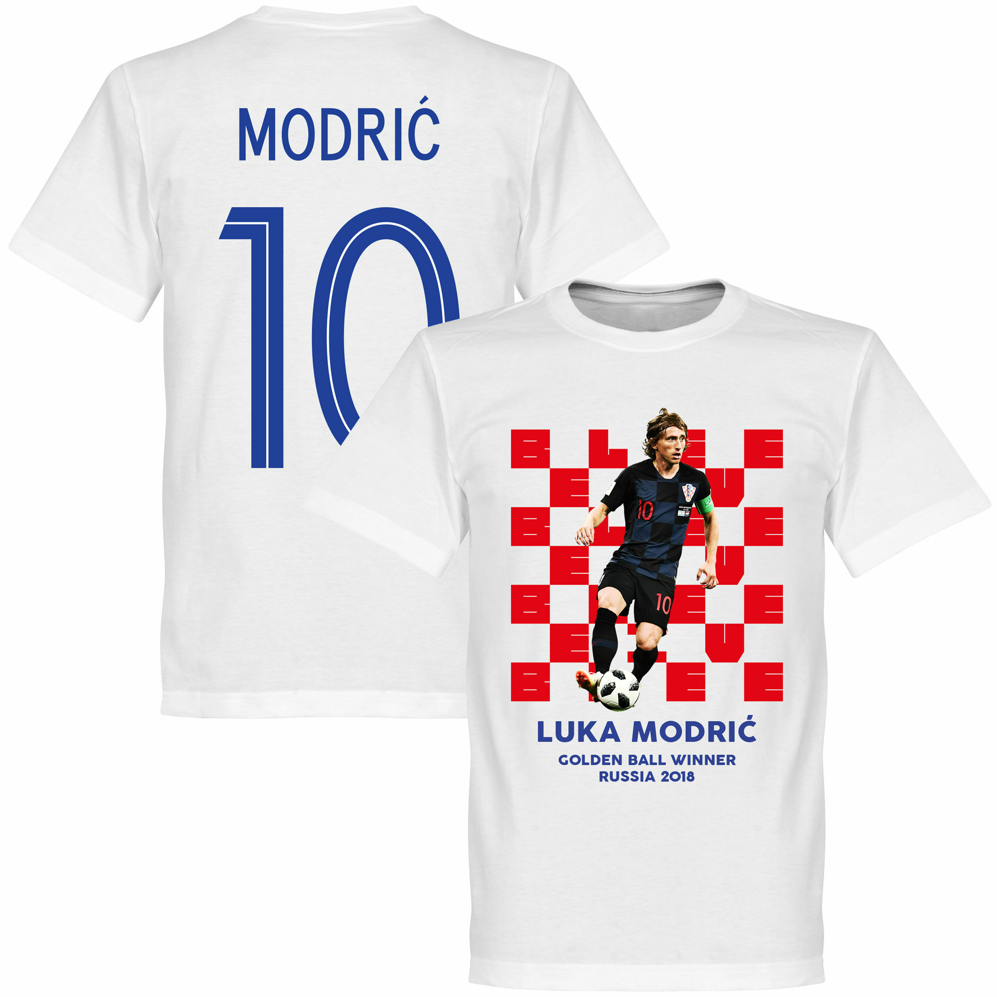Chorvatsko - Tričko "Golden Ball Winner" - 2018, bílé, Luka Modrić, číslo 10