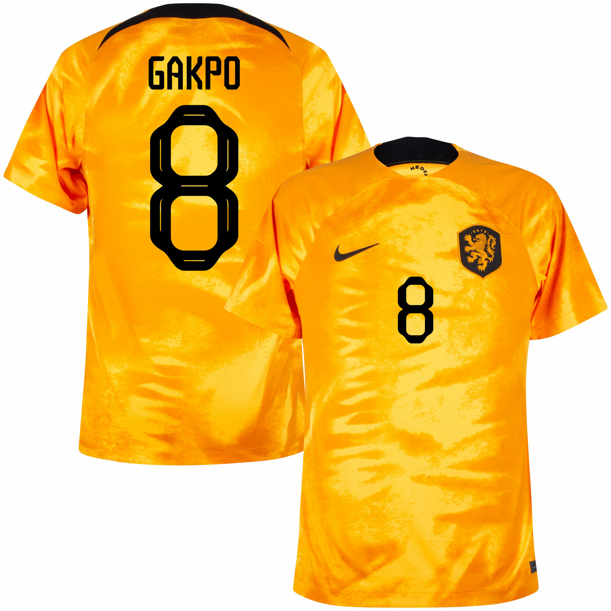 Nizozemí - Dres fotbalový - oranžový, oficiální potisk, Cody Gakpo, domácí, sezóna 2022/23, číslo 8
