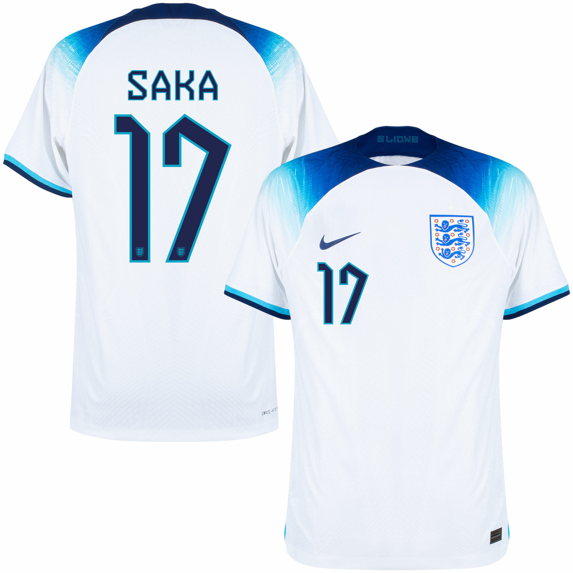 Anglie - Dres fotbalový "Match" - číslo 17, oficiální potisk, Bukayo Saka, domácí, bílý, sezóna 2022/23, Dri-FIT ADV
