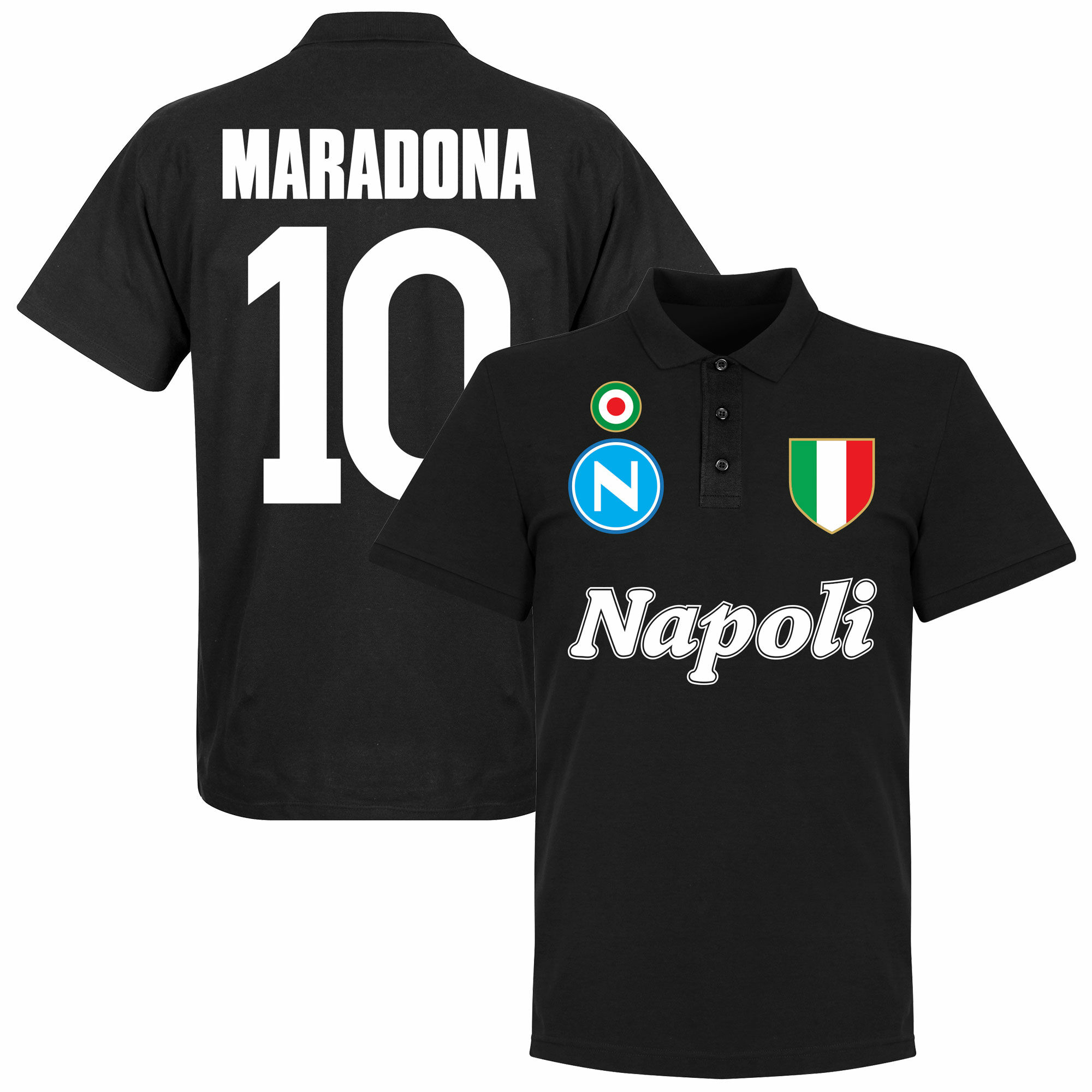 SSC Neapol - Tričko s límečkem - číslo 10, černé, Diego Maradona