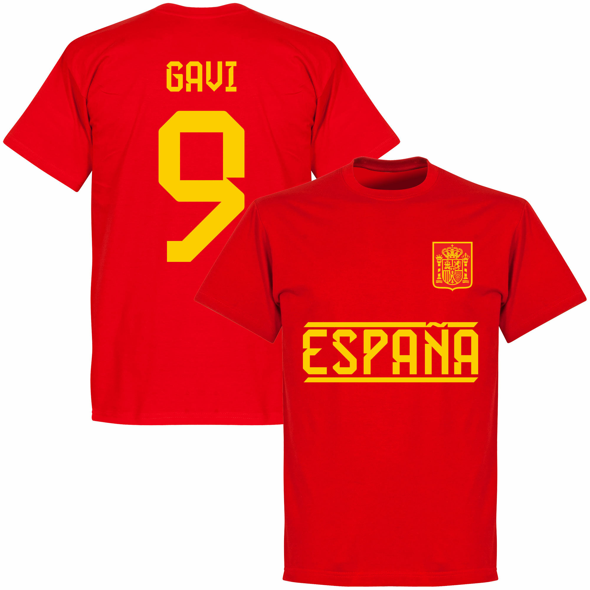 Španělsko - Tričko - červené, Gavi, číslo 9