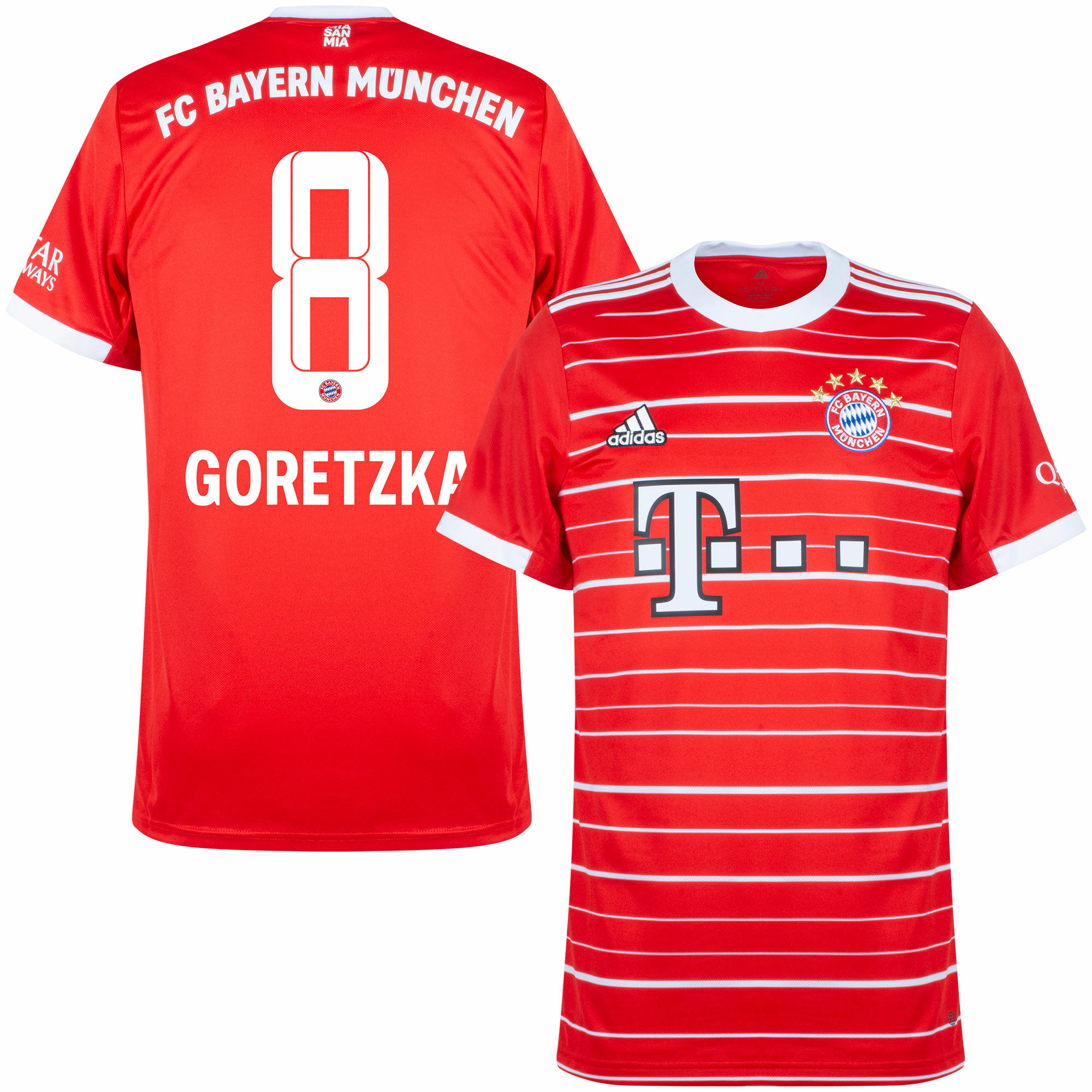 Bayern München - Dres fotbalový - oficiální potisk, Leon Goretzka, červený, domácí, sezóna 2022/23, číslo 8