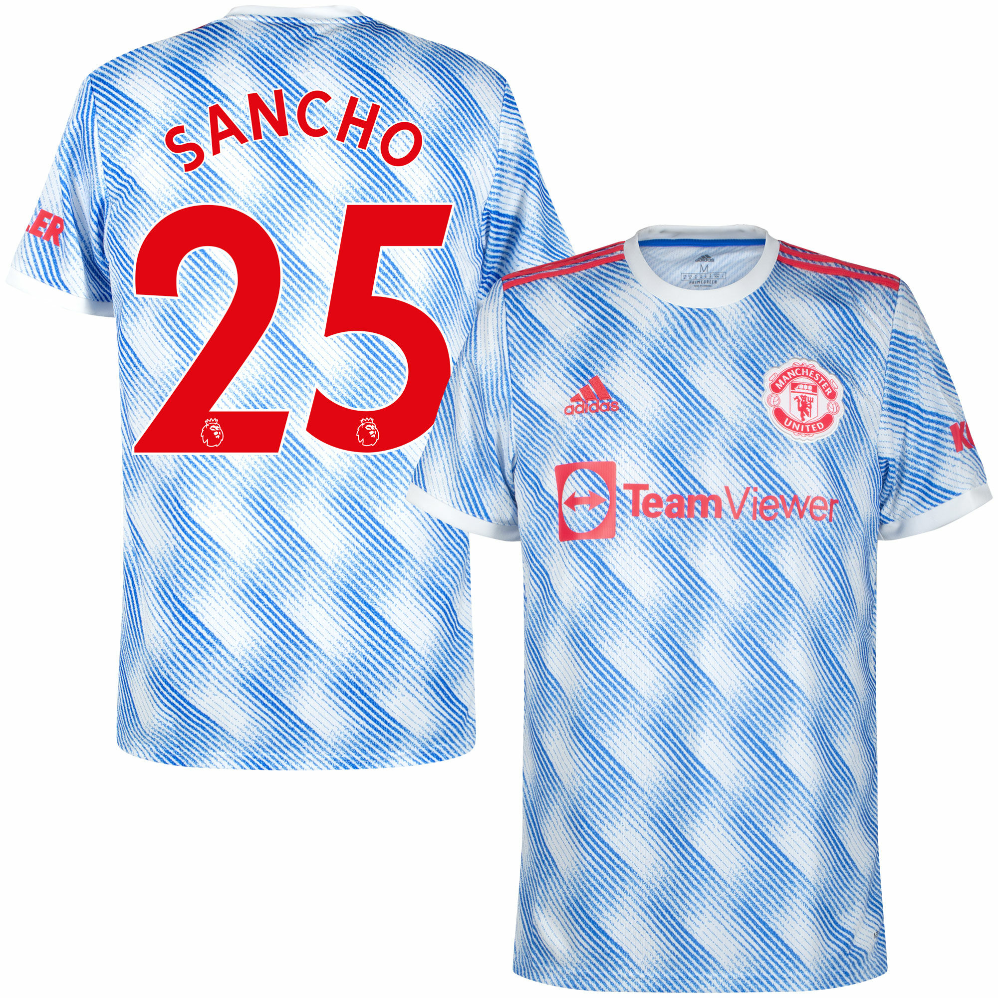 Manchester United - Dres fotbalový - Premier League, sezóna 2021/22, bílý, Jadon Sancho, číslo 25, venkovní