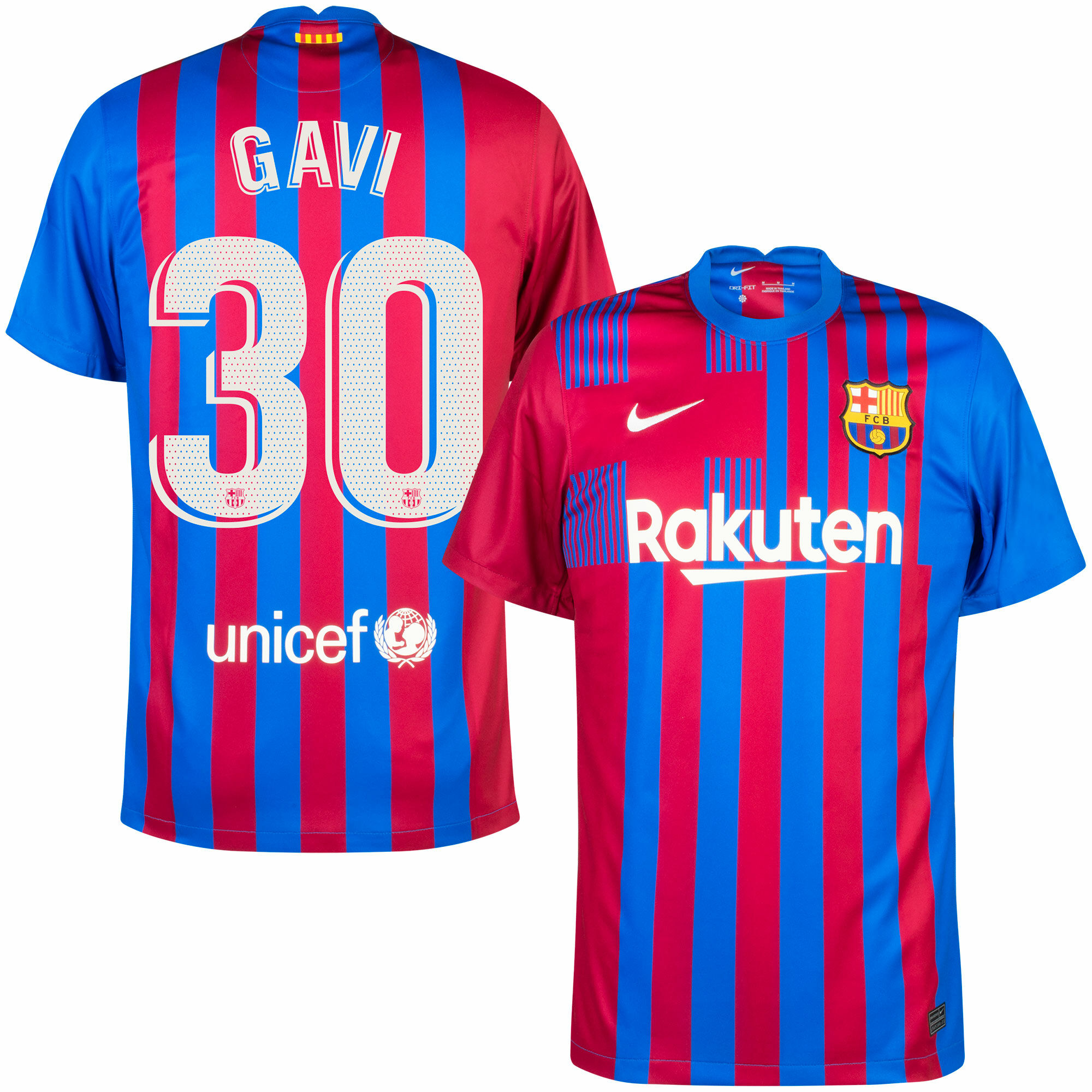 Barcelona - Dres fotbalový - číslo 30, modročervený, oficiální potisk, sezóna 2021/22, Gavi, domácí