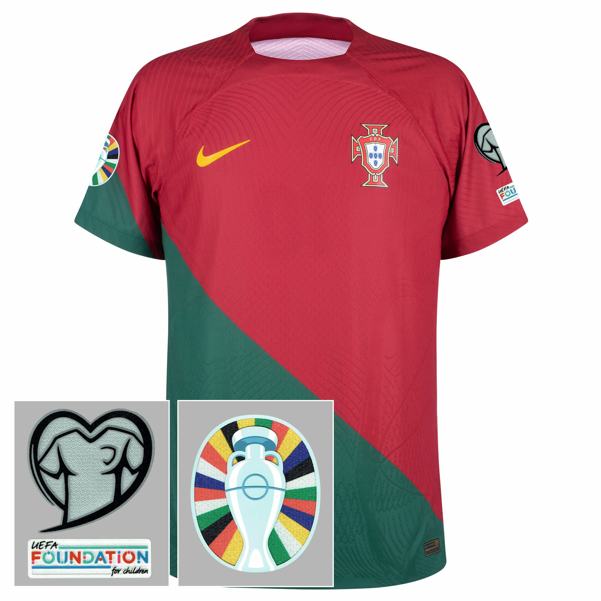 Portugalsko - Dres fotbalový "Match" - vínový, logo Kvalifikace ME 2024, domácí, sezóna 2022/23, Dri-FIT ADV