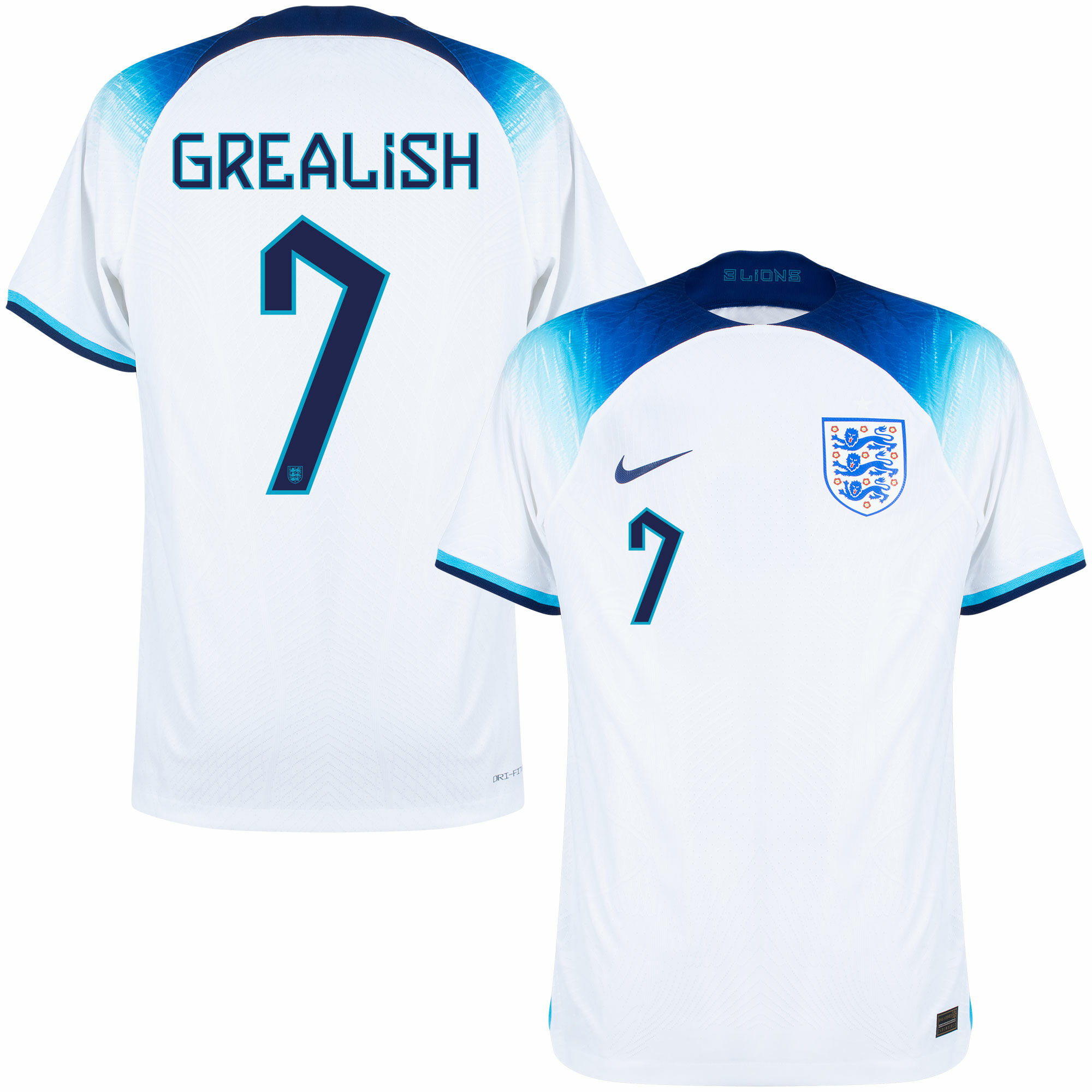Anglie - Dres fotbalový "Match" - oficiální potisk, Jack Grealish, domácí, bílý, sezóna 2022/23, číslo 7, Dri-FIT ADV