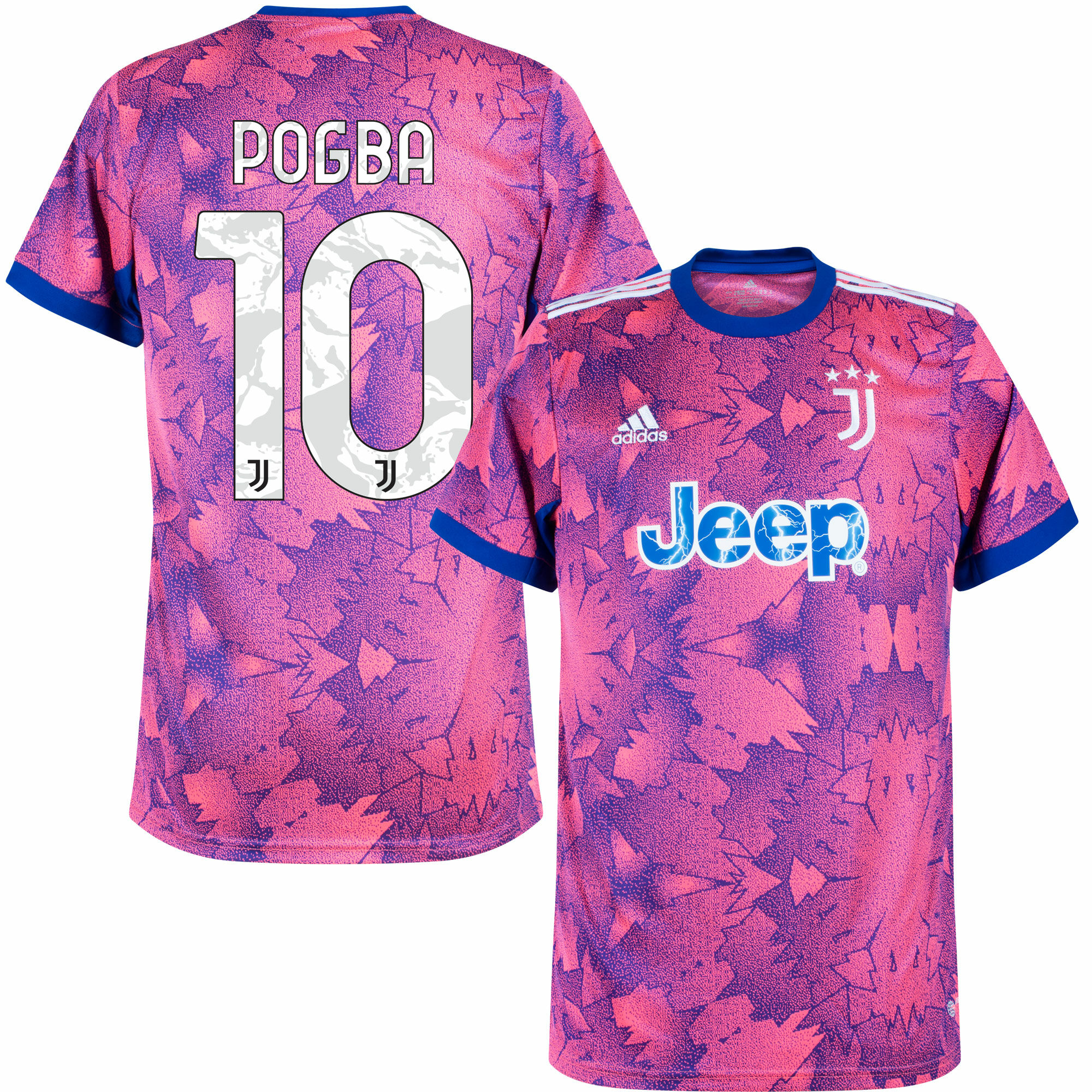 Juventus FC - Dres fotbalový - oficiální potisk, číslo 10, sezóna 2022/23, Paul Pogba, třetí sada, růžový