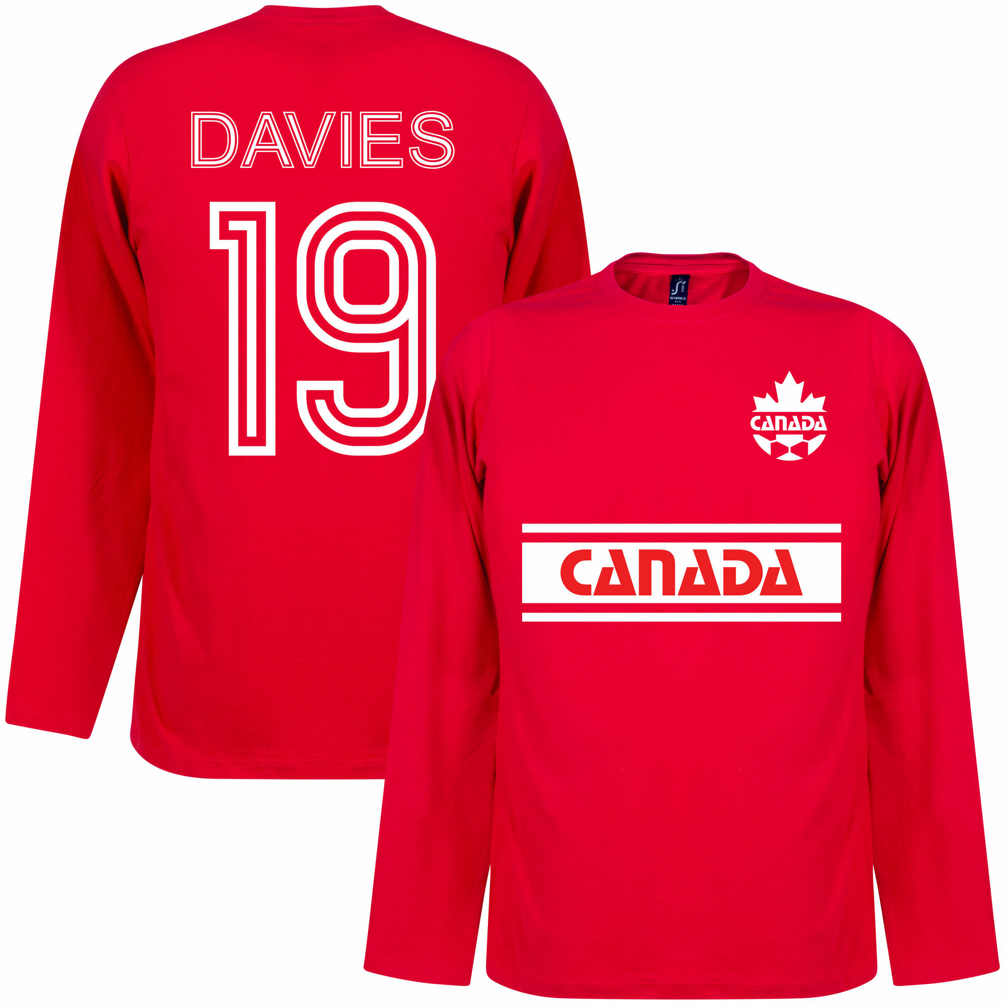 Kanada - Tričko - číslo 19, dlouhý rukáv, modré, Alphonso Davies, retrostyl
