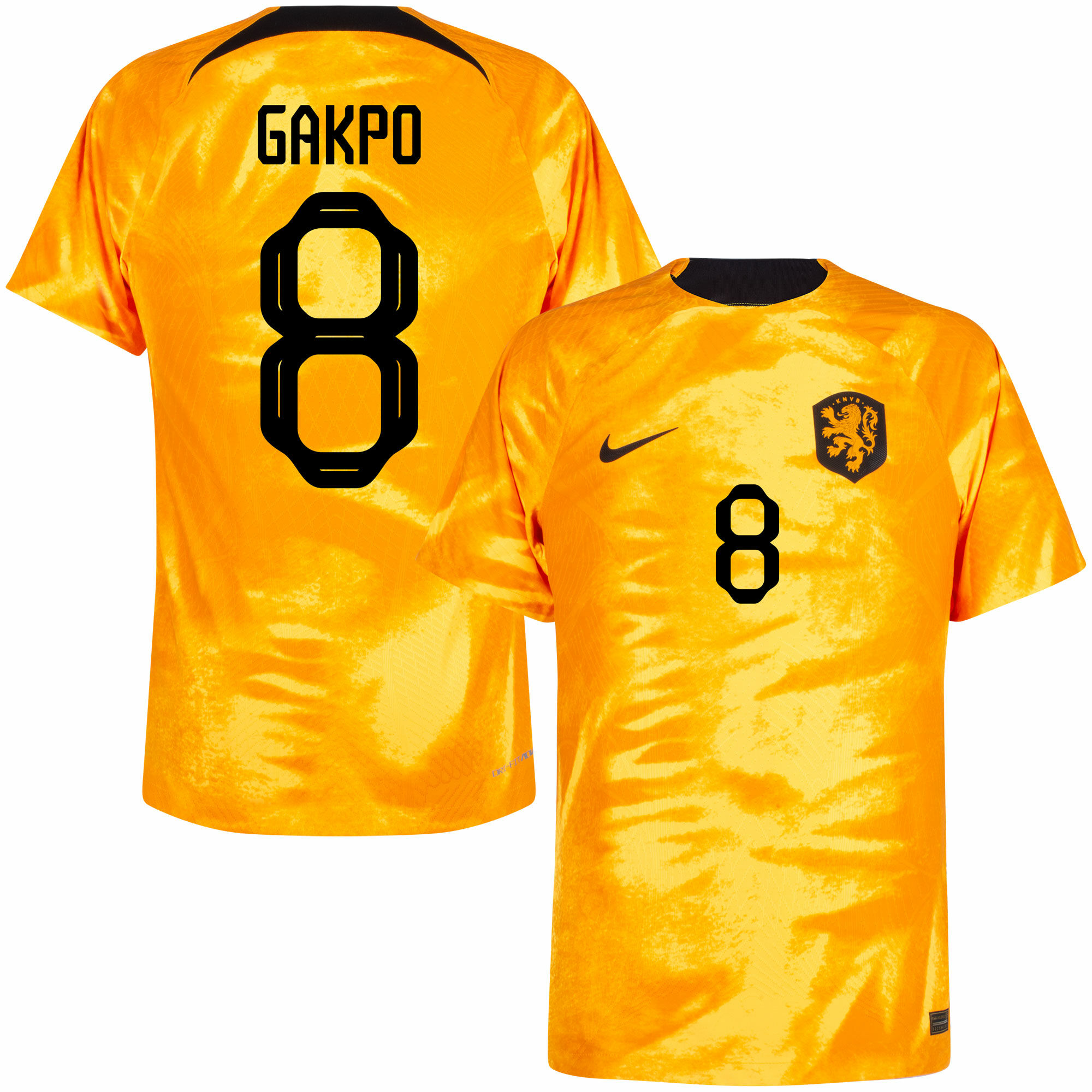 Nizozemí - Dres fotbalový "Match" - oranžový, oficiální potisk, Cody Gakpo, domácí, sezóna 2022/23, Dri-FIT ADV, číslo 8