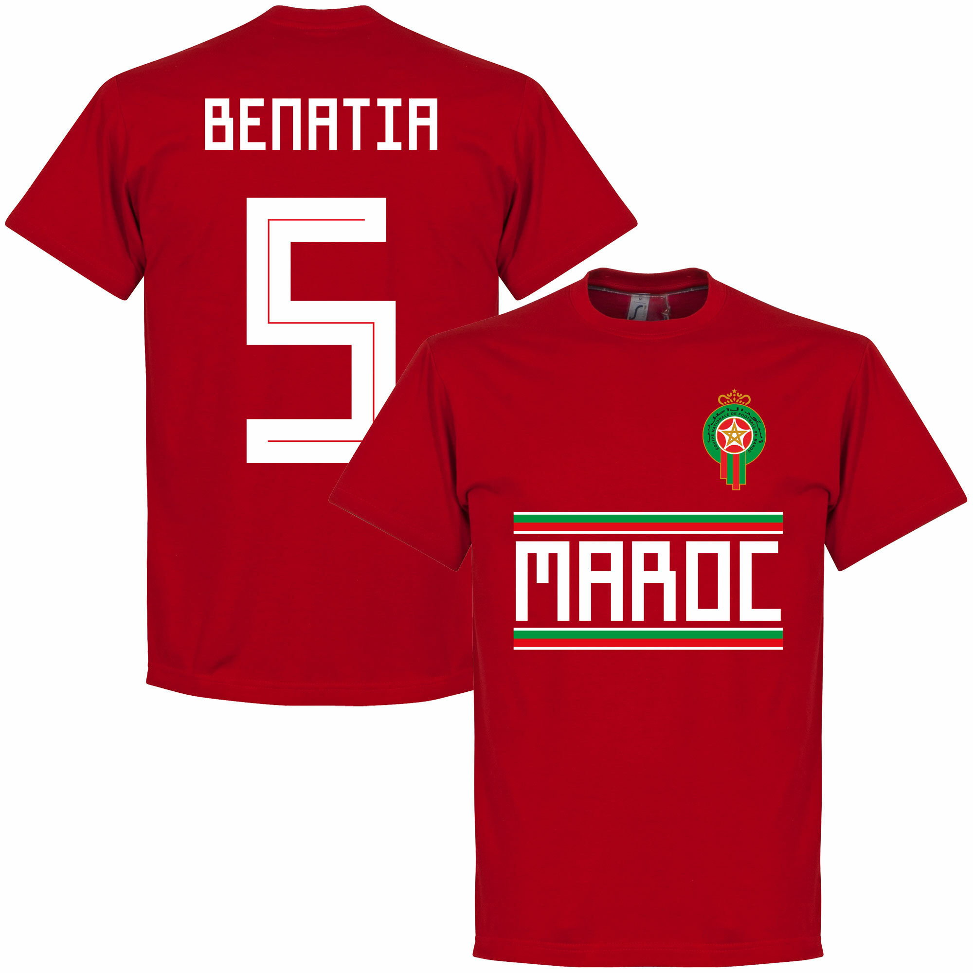 Maroko - Tričko - červené, Mahdí Benatía, číslo 5