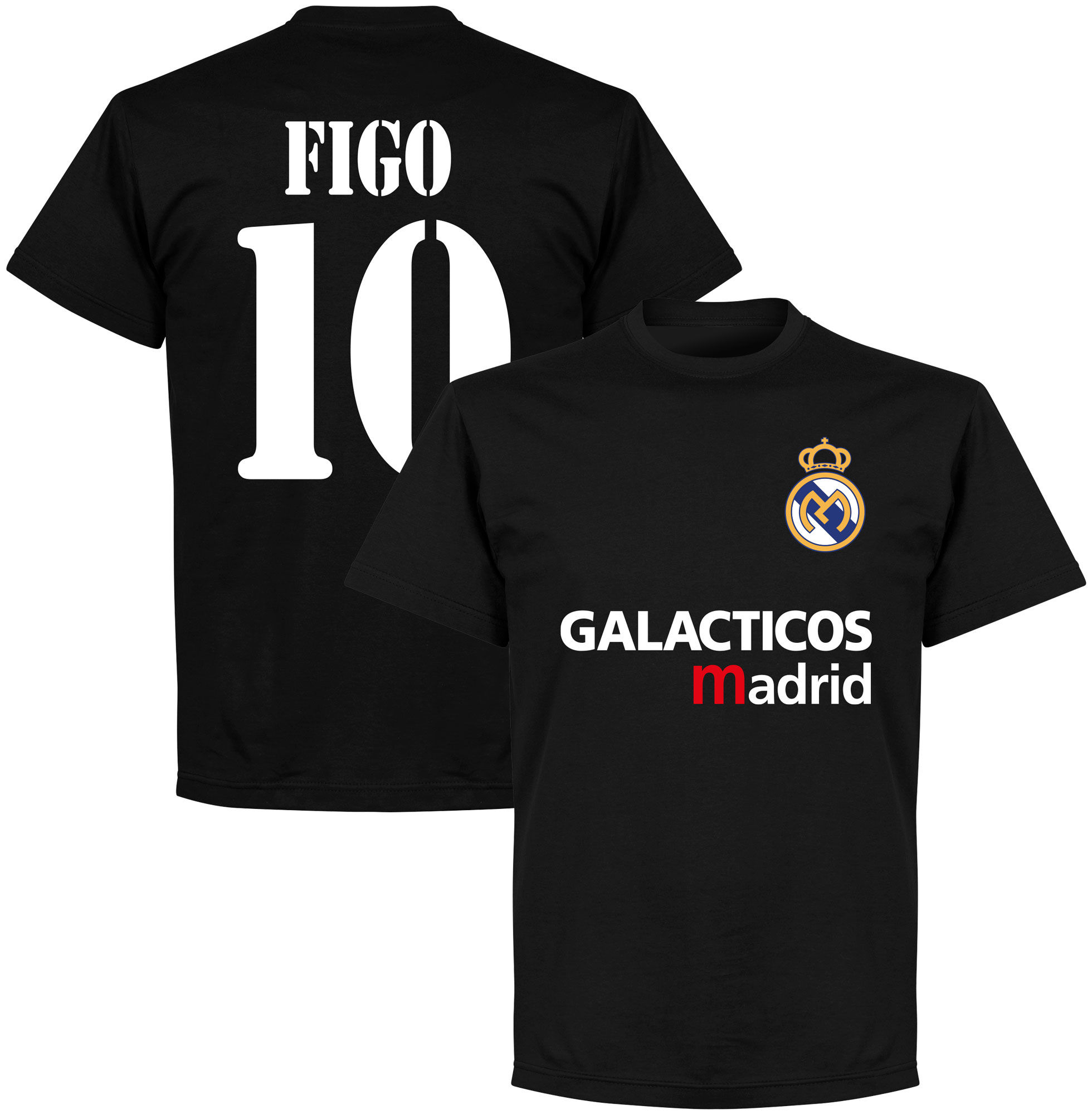 Real Madrid - Tričko "Galácticos Madrid" - číslo 10, Luís Figo, černé