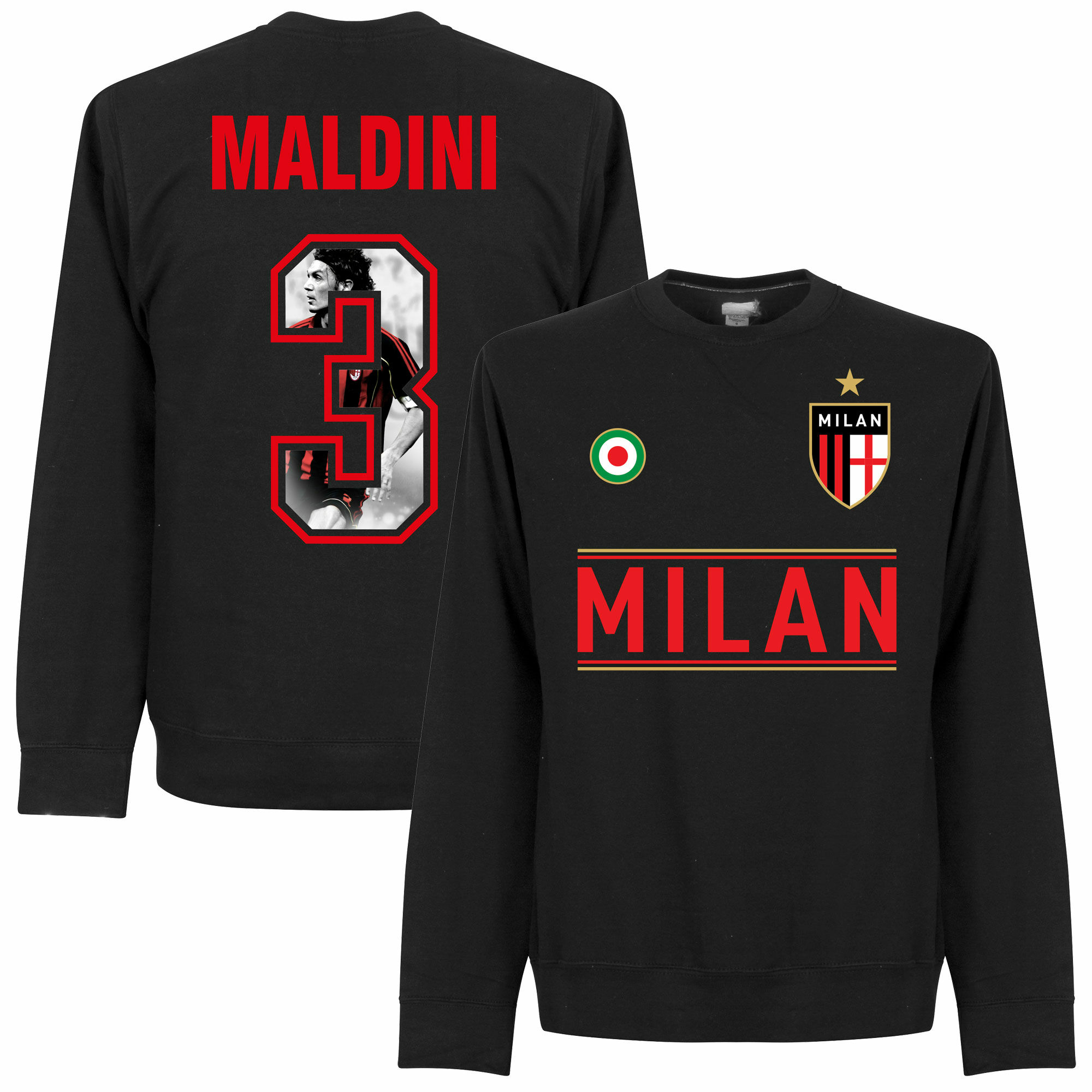 AC Milán - Mikina - černá, Paolo Maldini, číslo 3