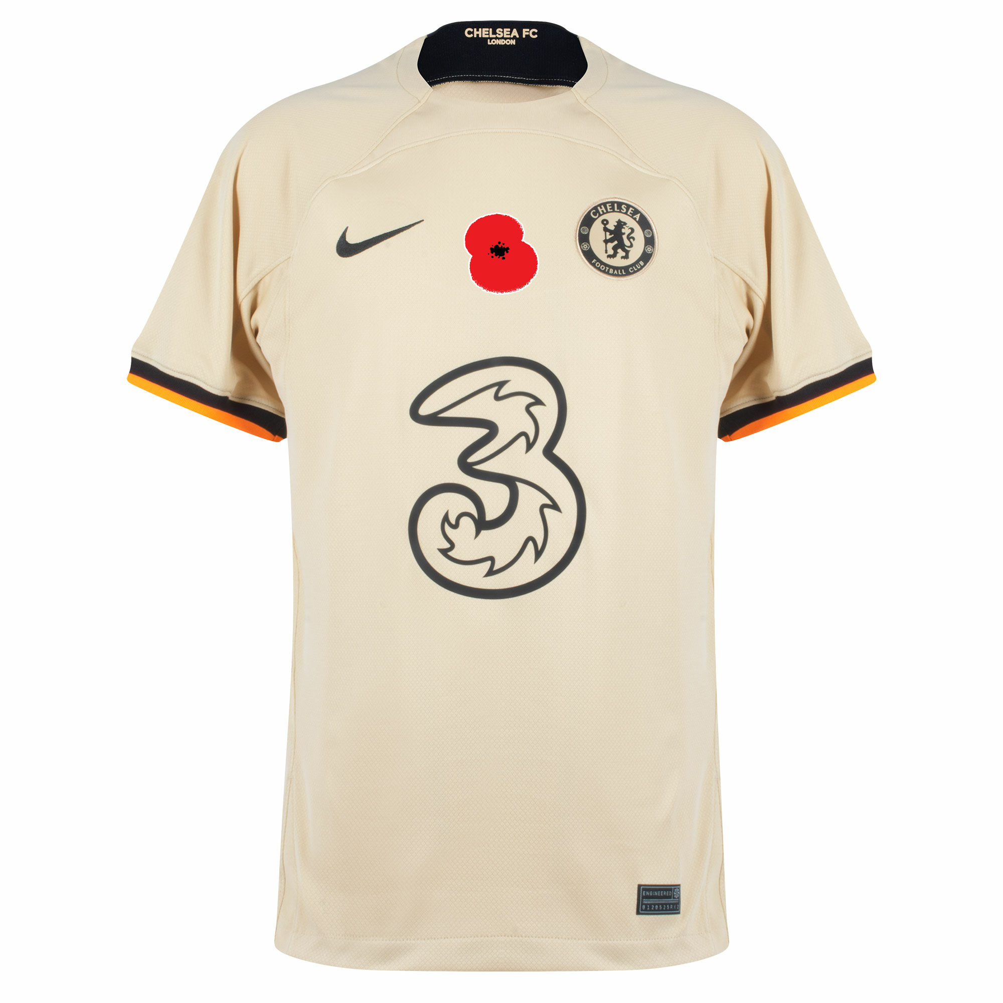Chelsea - Dres fotbalový - logo British Legion Poppy, bílý, sezóna 2022/23, třetí sada