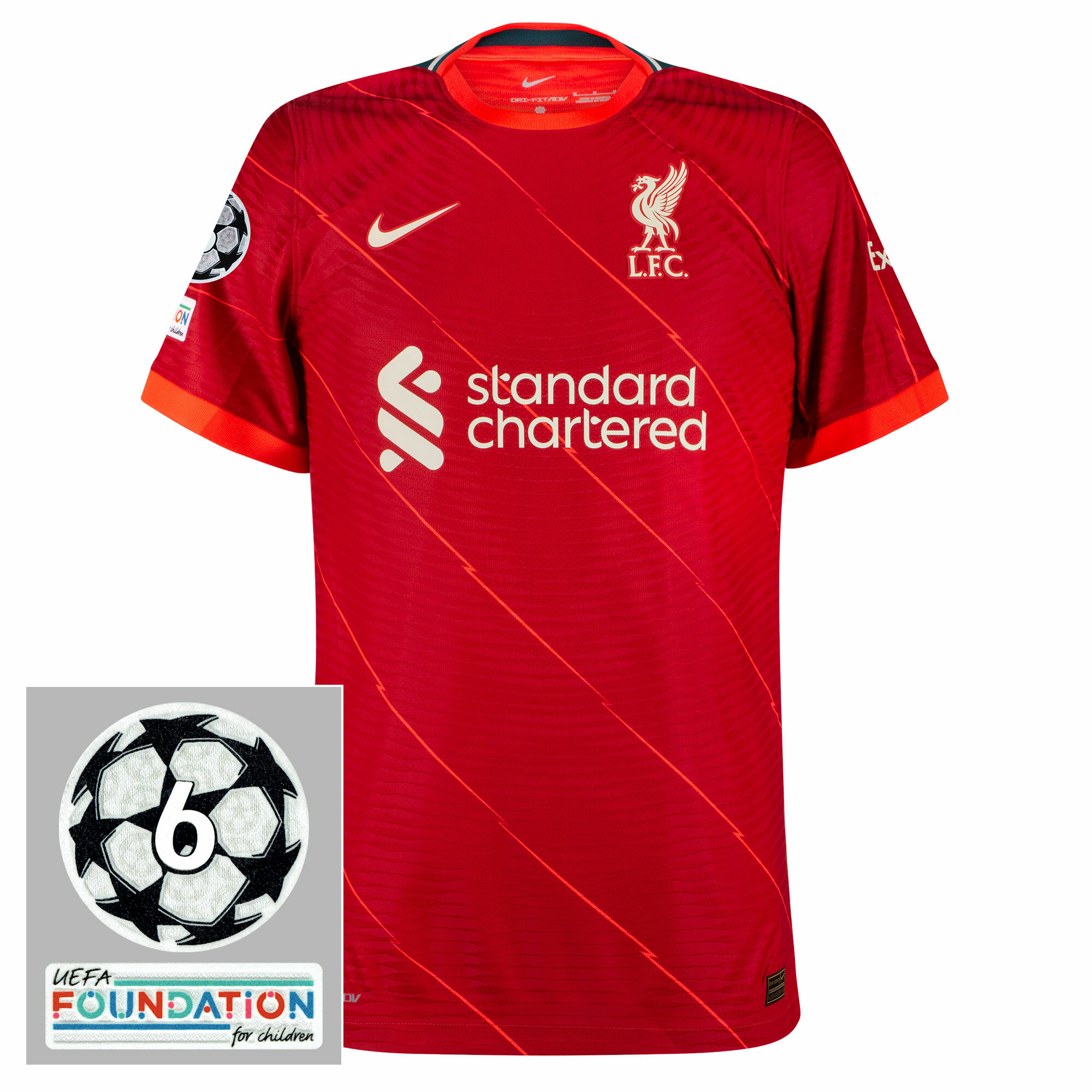 Liverpool - Dres fotbalový "Match" - sezóna 2021/22, loga UCL 6 a UEFA Foundation, Dri-FIT ADV, domácí, červený