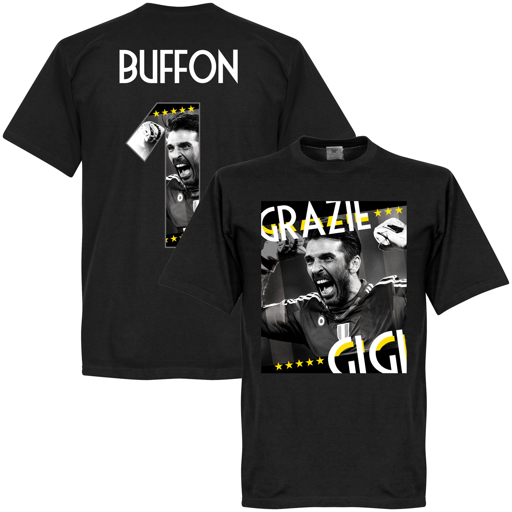 Juventus FC - Tričko "Grazie" - číslo 1, Gianluigi Buffon, černé