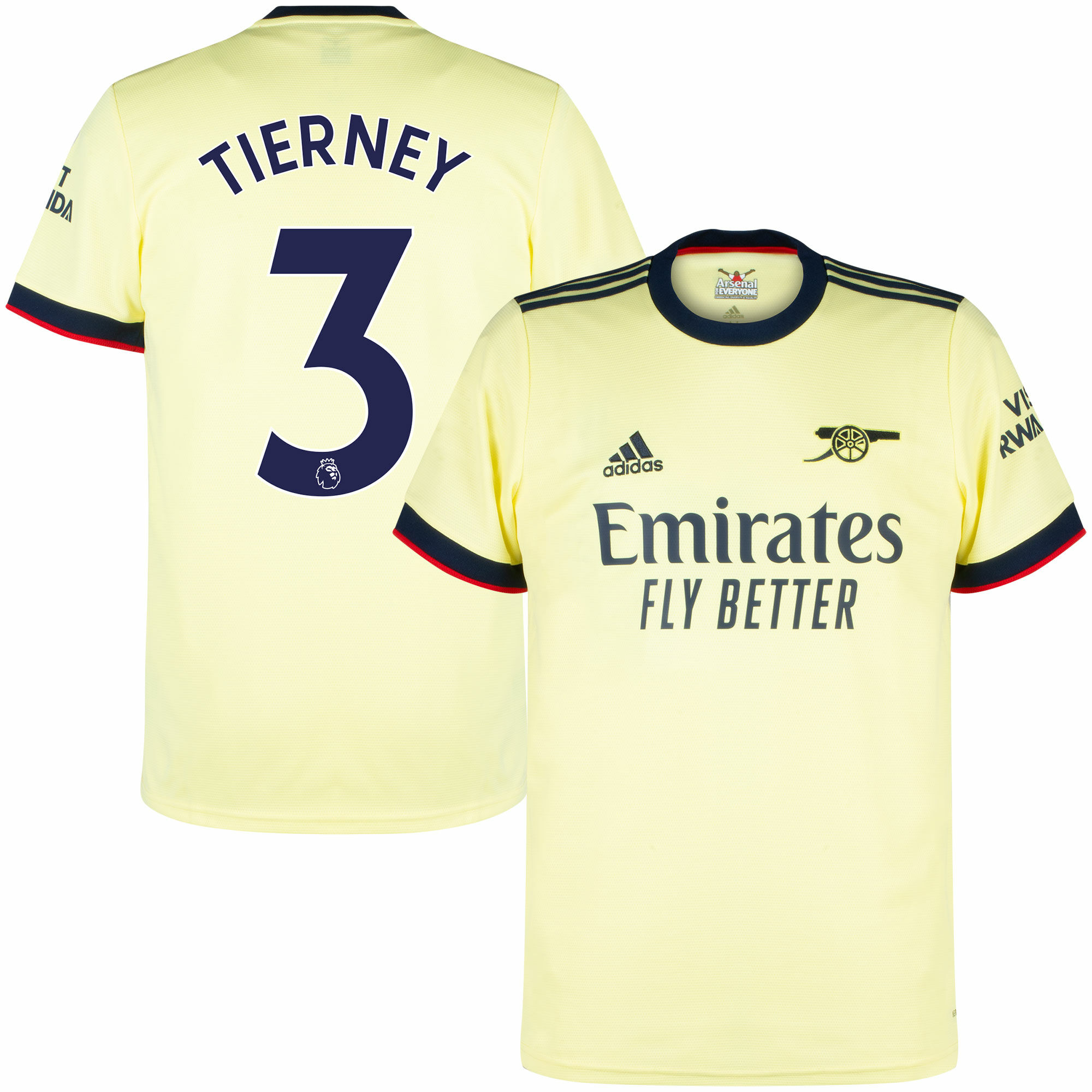 Arsenal - Dres fotbalový - sezóna 2021/22, žlutý, Kieran Tierney, číslo 3, venkovní
