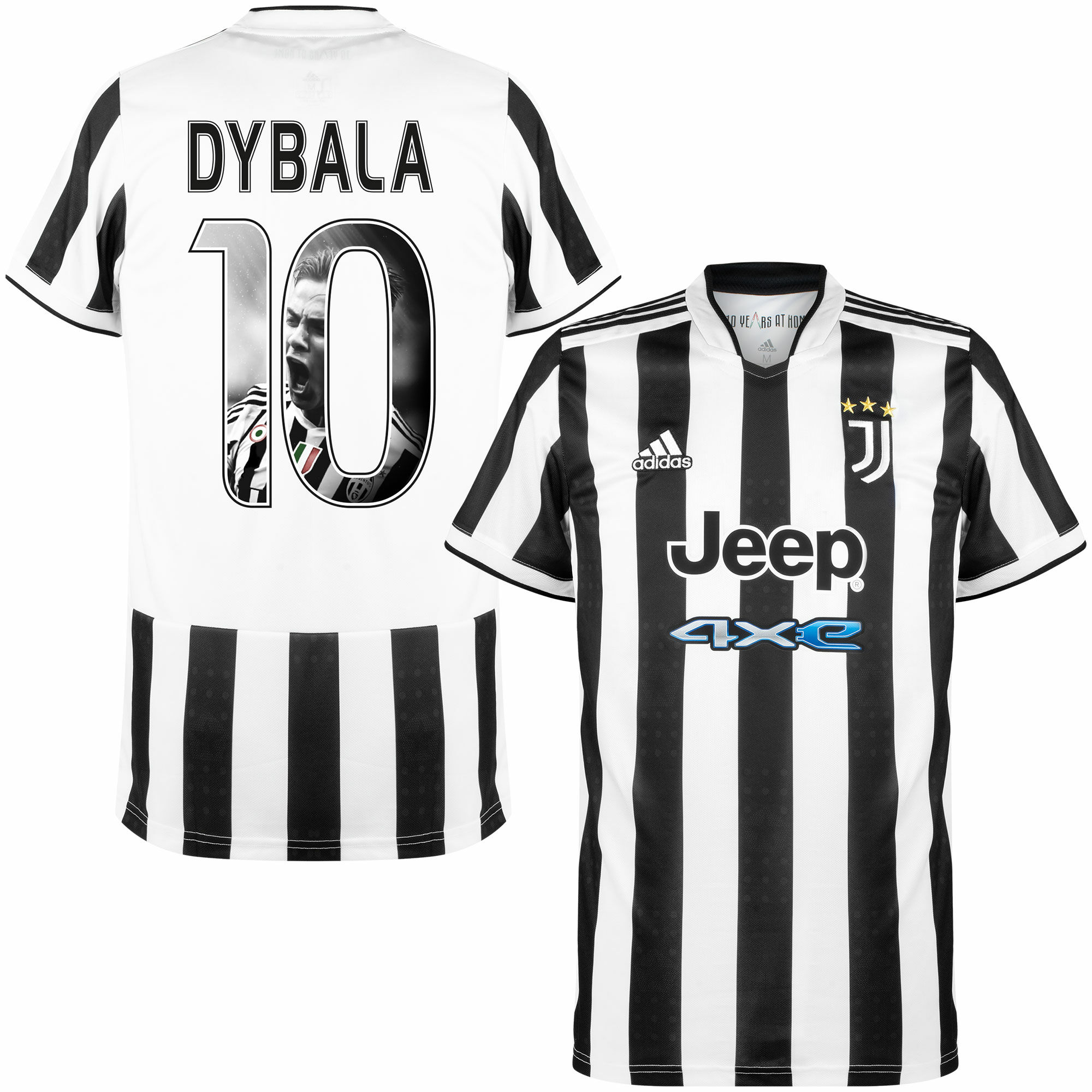 Juventus FC - Dres fotbalový - sezóna 2021/22, Paulo Dybala, číslo 10, domácí, černobílý, potisk s obrázkem