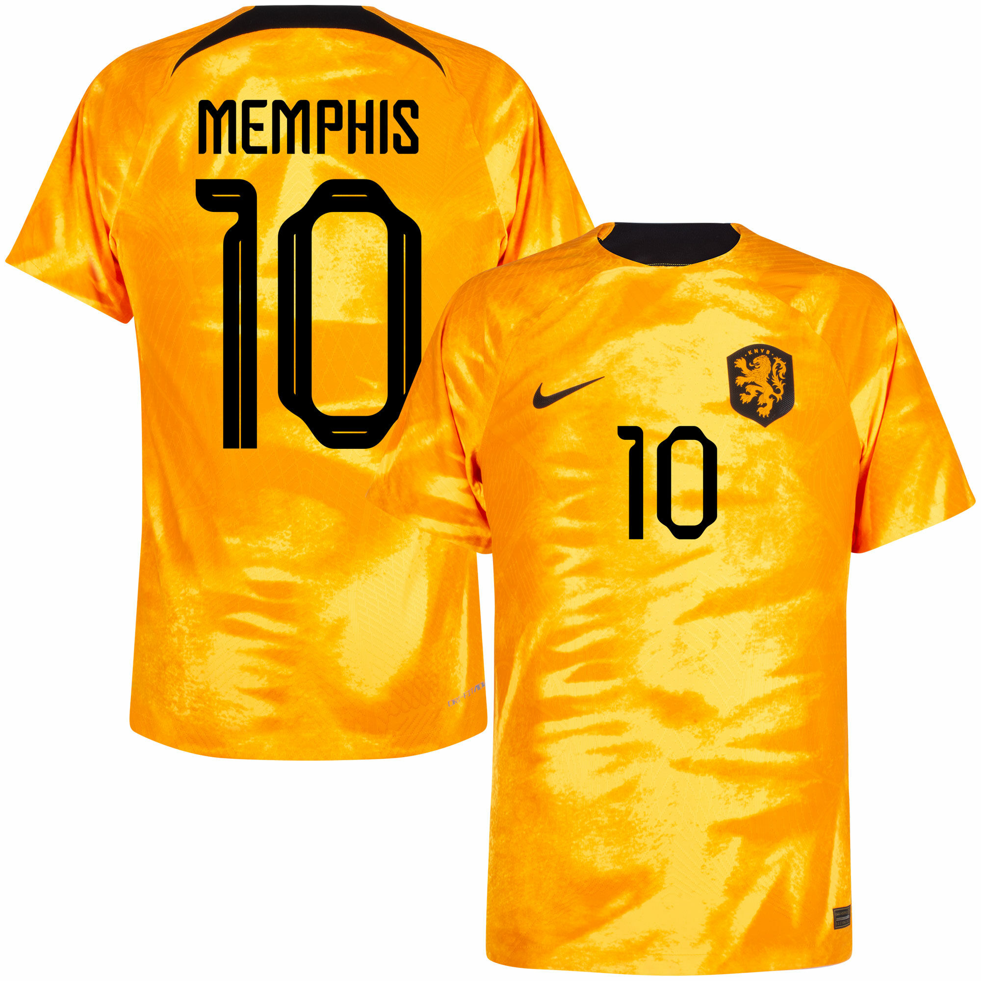 Nizozemí - Dres fotbalový "Match" - Memphis Depay, oranžový, oficiální potisk, číslo 10, domácí, sezóna 2022/23, Dri-FIT ADV