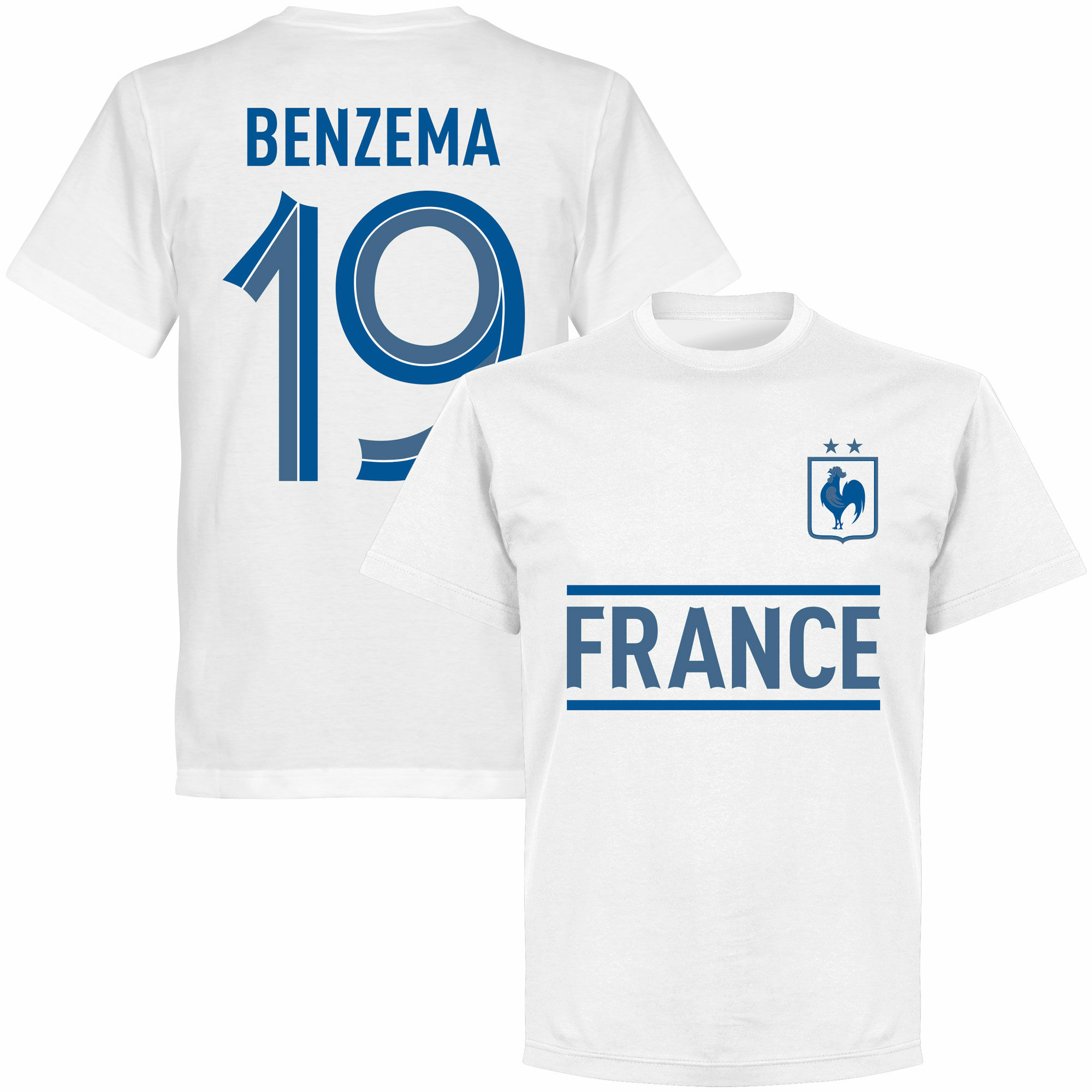 Francie - Tričko - číslo 19, Karim Benzema, bílé