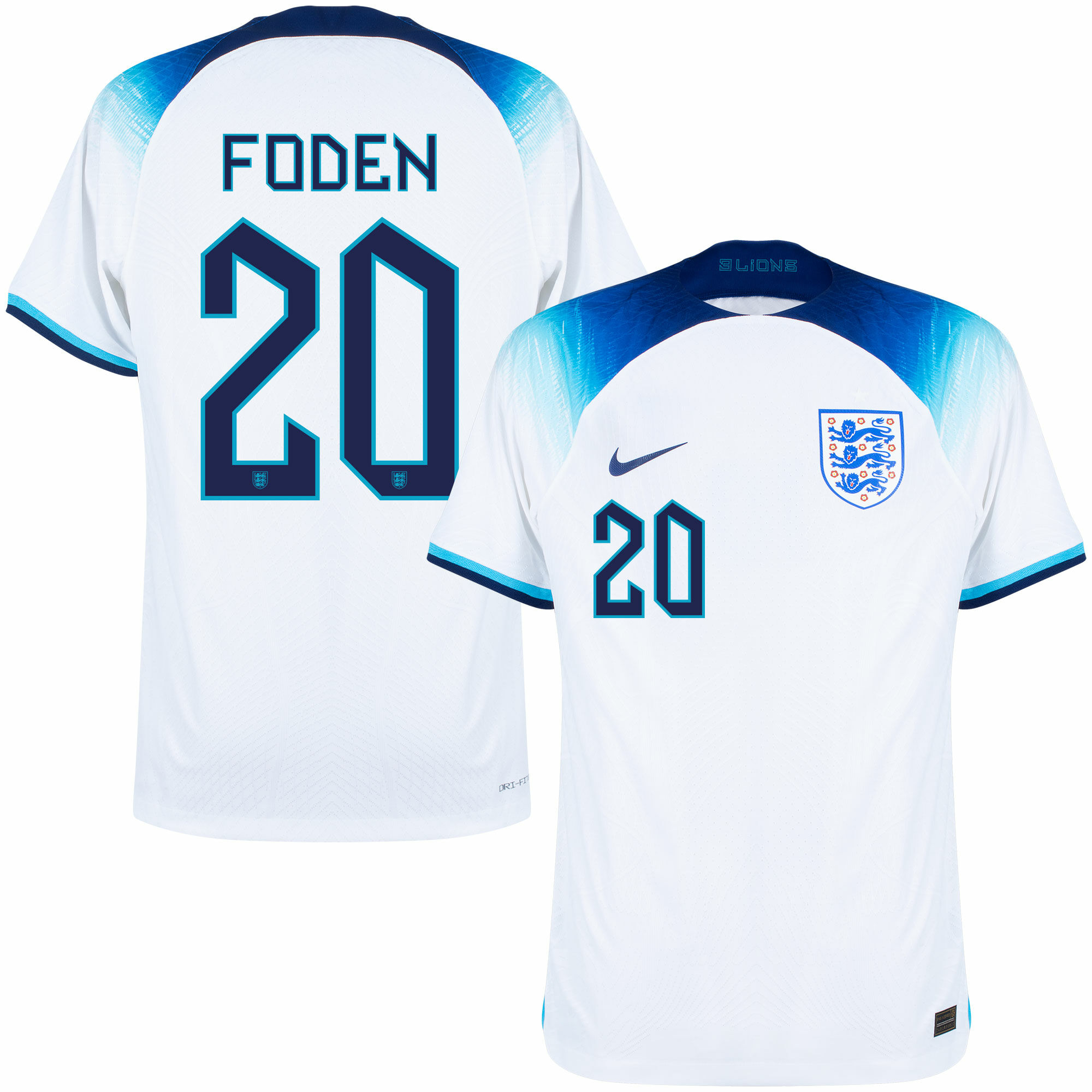 Anglie - Dres fotbalový "Match" - oficiální potisk, Phil Foden, číslo 20, domácí, bílý, sezóna 2022/23, Dri-FIT ADV