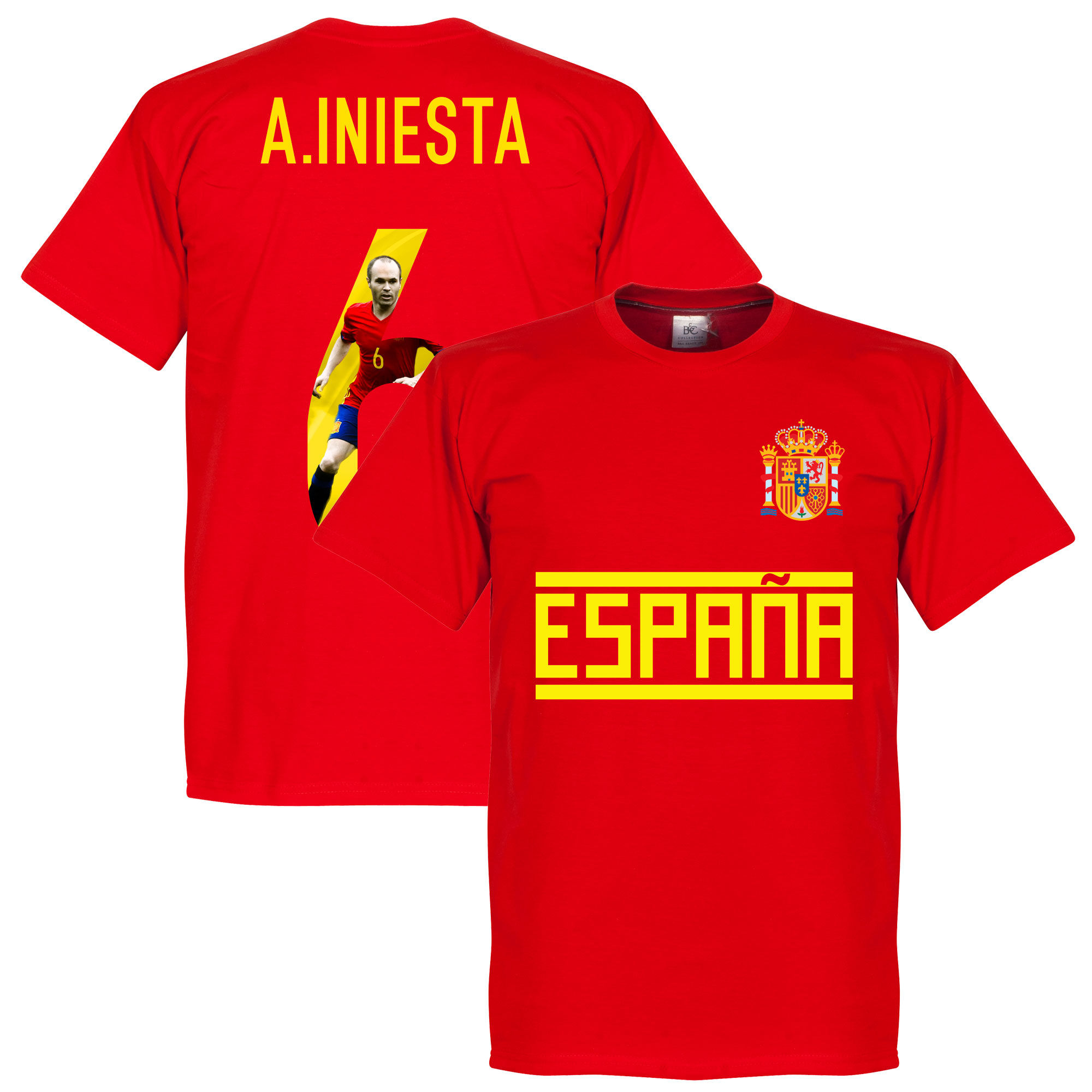 Španělsko - Tričko "Gallery" - červené, Andrés Iniesta, číslo 6