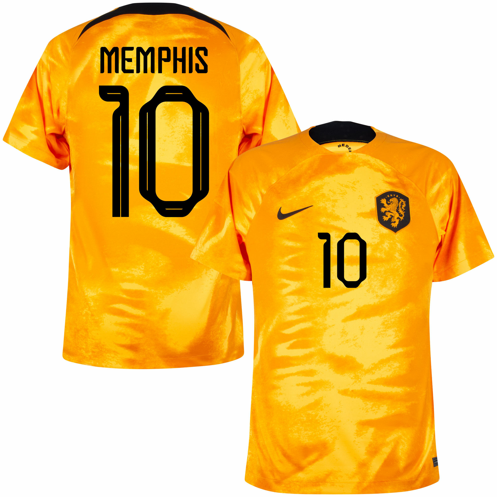 Nizozemí - Dres fotbalový - Memphis Depay, oranžový, oficiální potisk, číslo 10, domácí, sezóna 2022/23