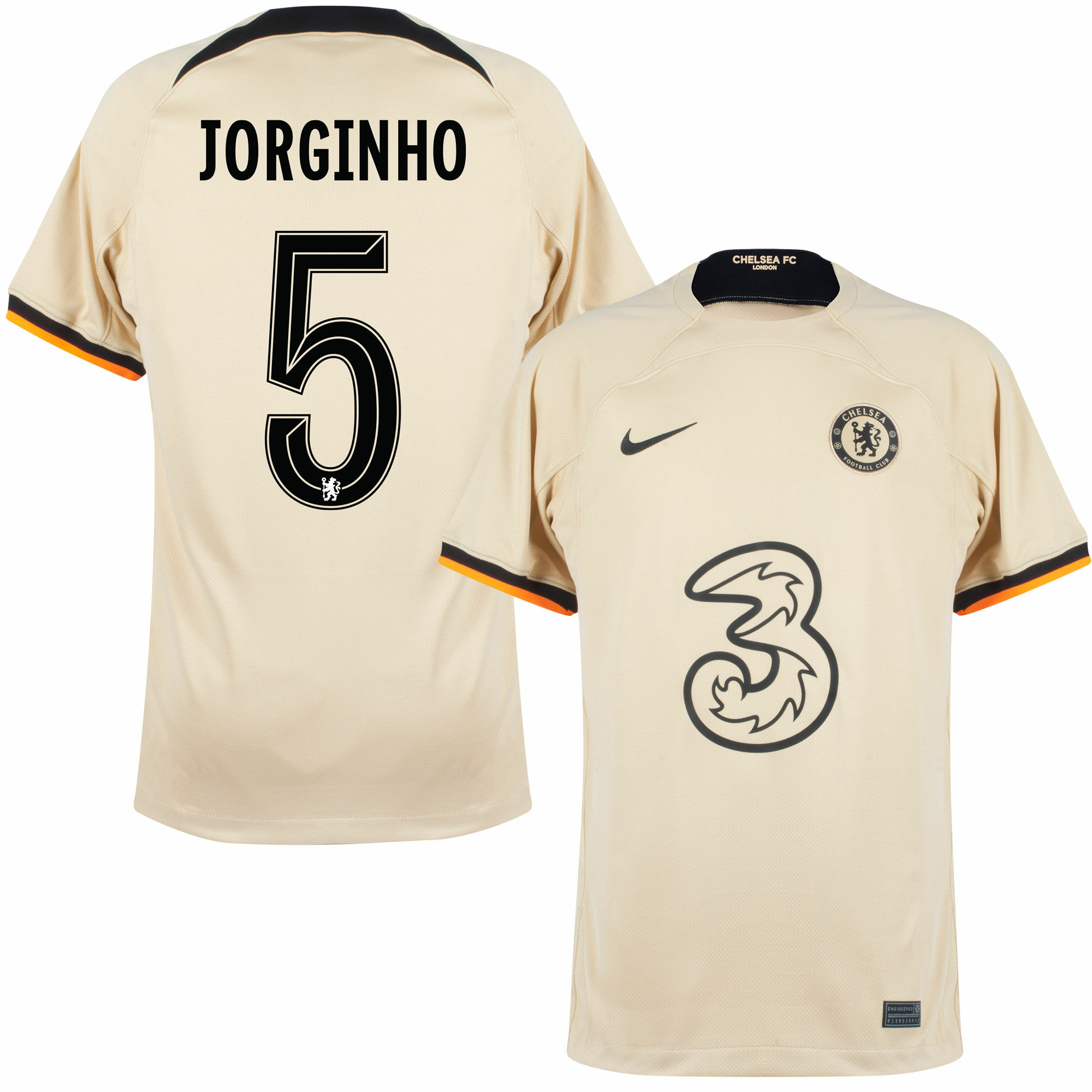 Chelsea - Dres fotbalový - oficiální potisk, Jorginho, číslo 5, bílý, sezóna 2022/23, třetí sada